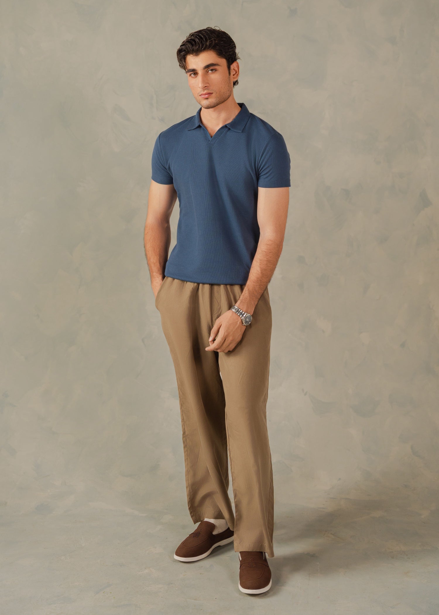 cotton Polo Shirt in Yale blue