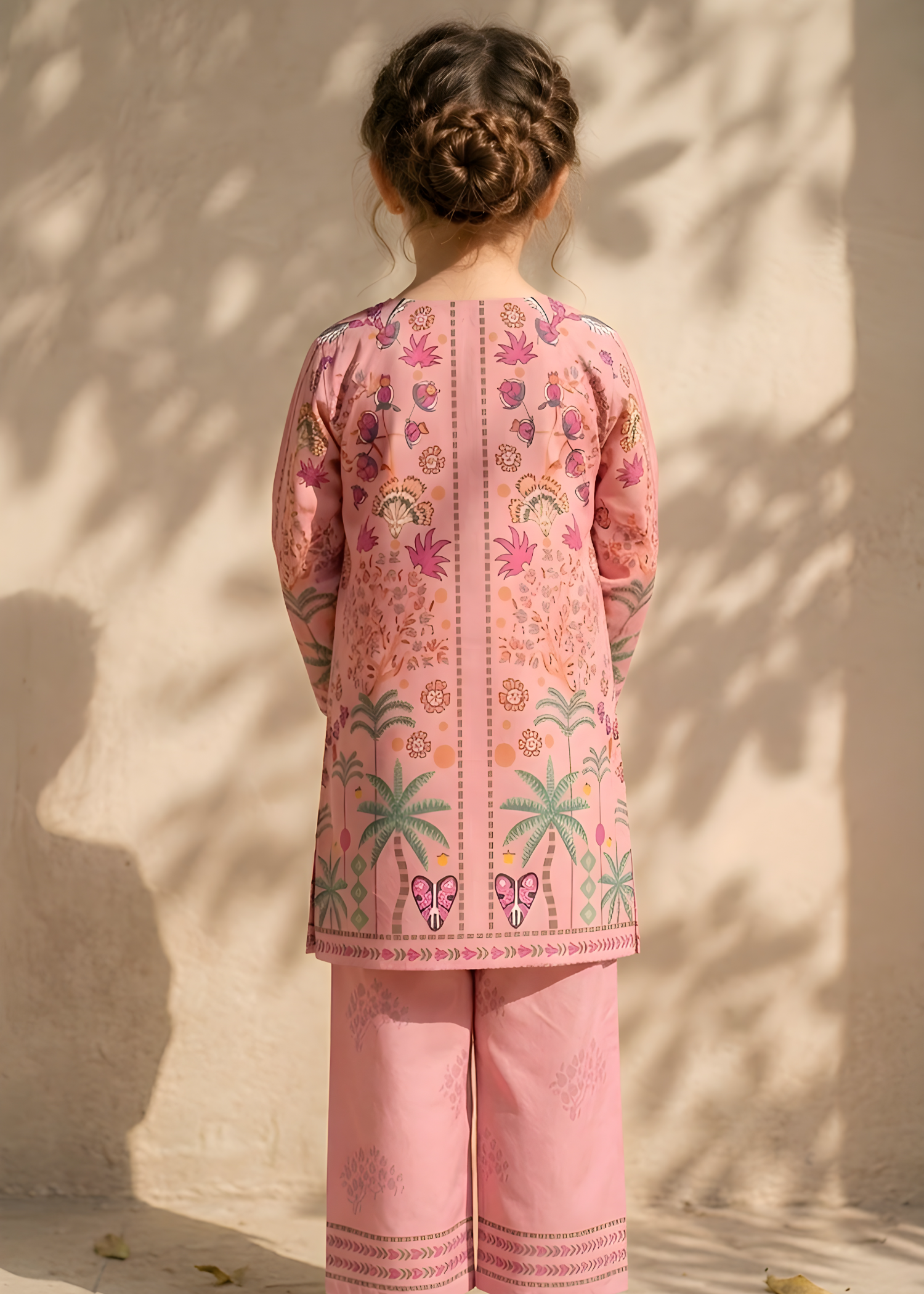 polyester crepe Kurta Set in Blush pink