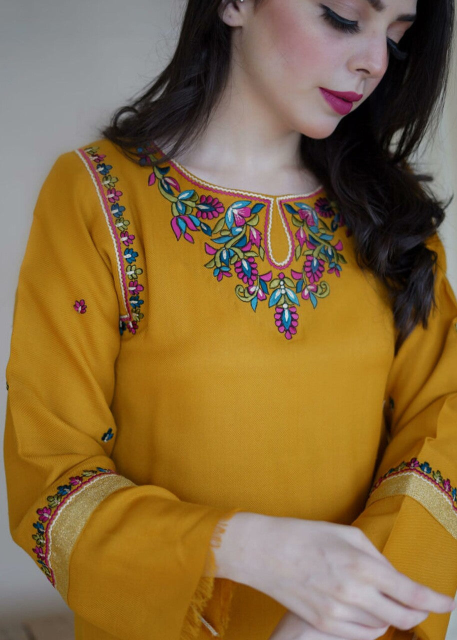 pashmina Kurta Set in Mustard