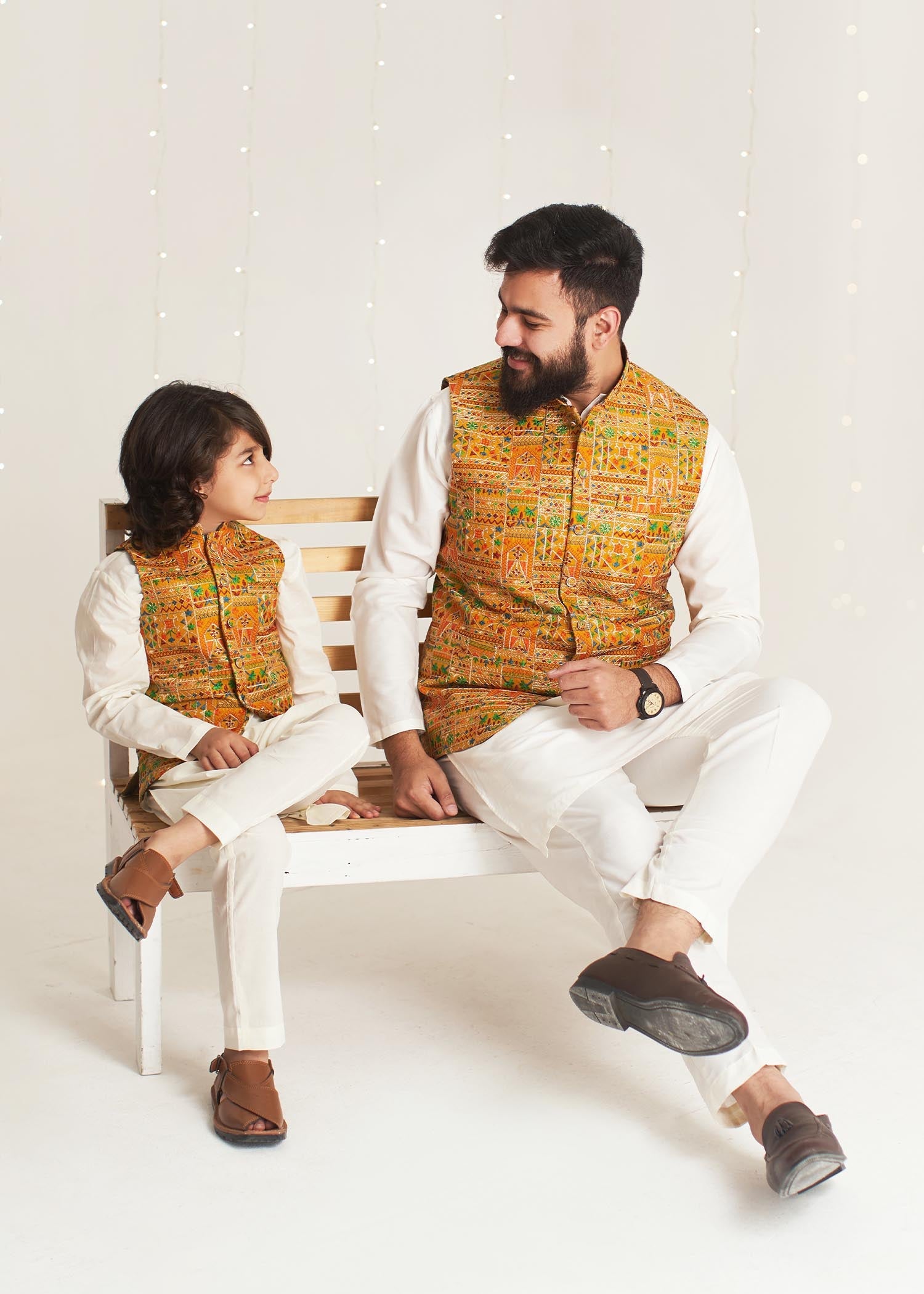 raw silk Waistcoat in Mustard