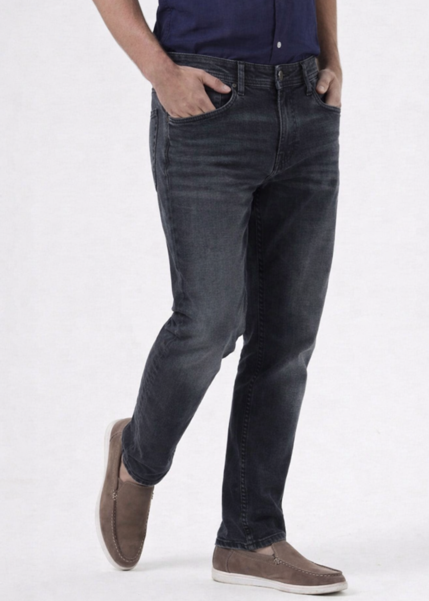 cotton Jeans in Charcoal black
