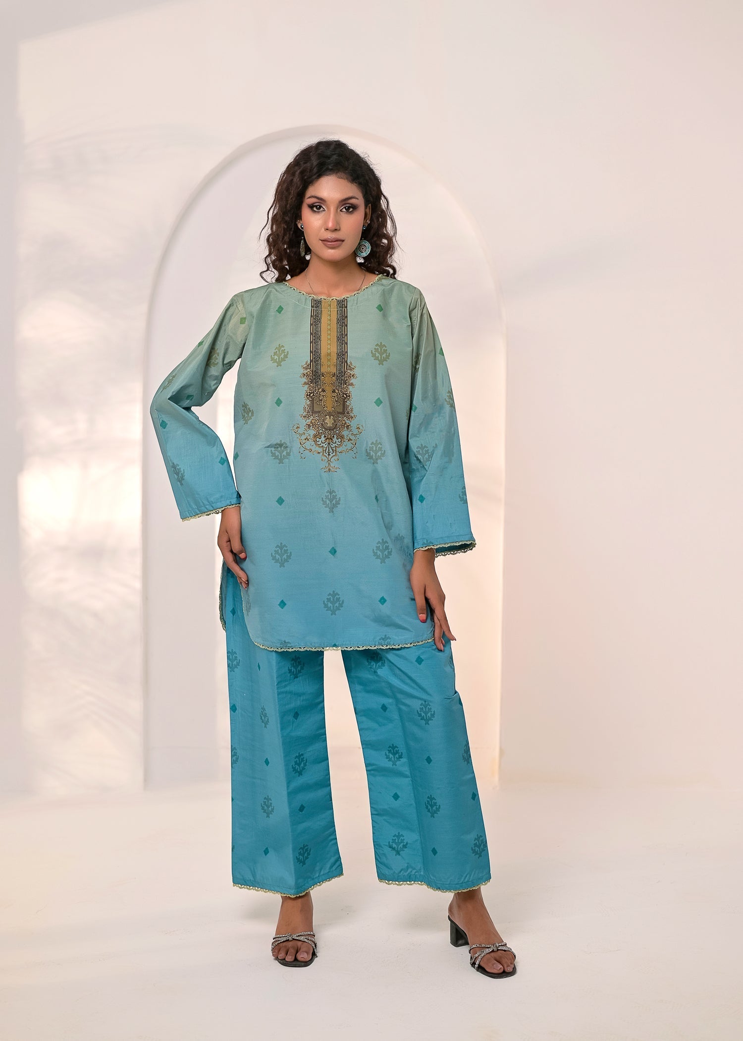 poly silk Co Ord Sets in Blue