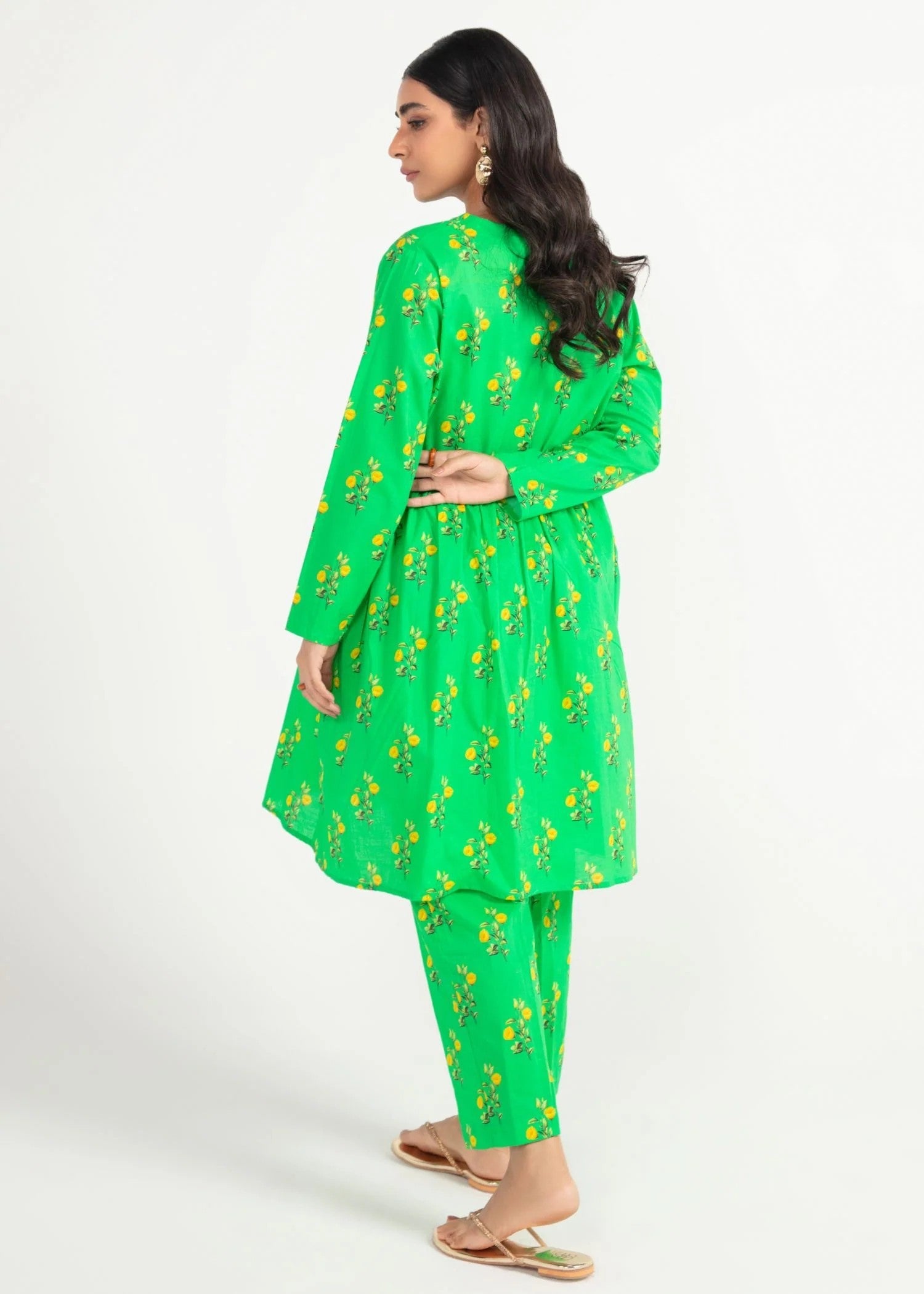 cambric Short Frock in Green