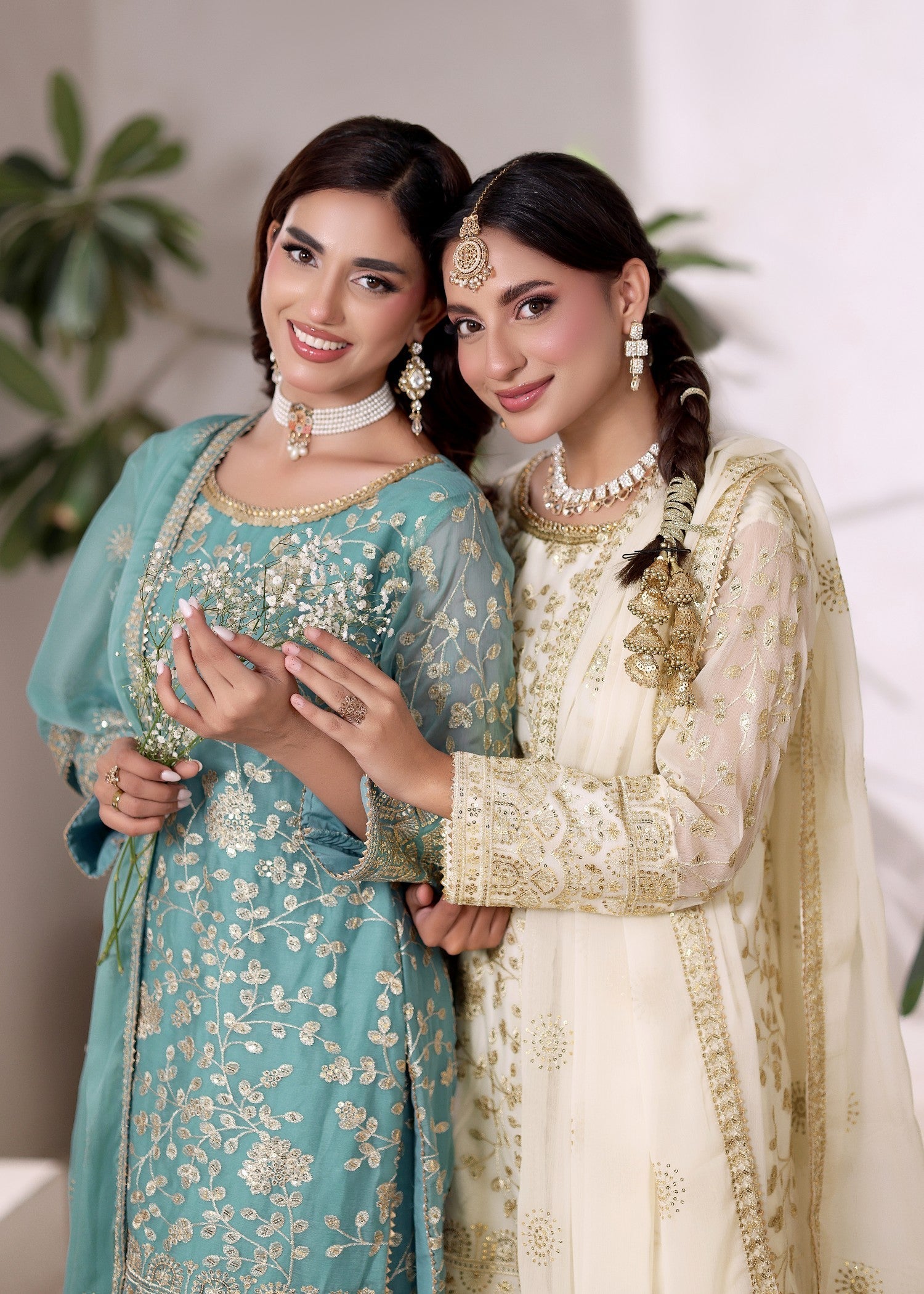 chiffon Gharara in Off-white