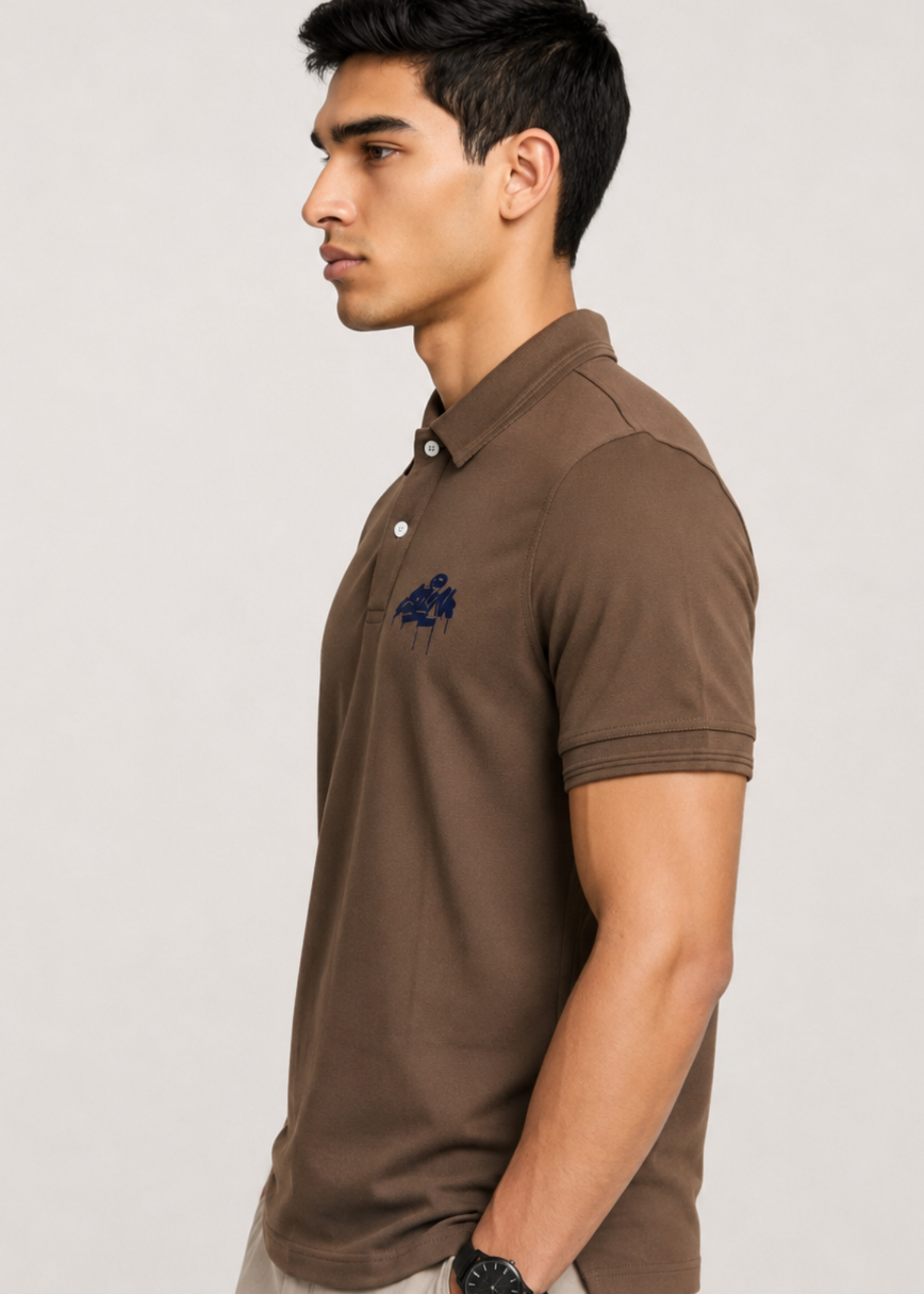 cotton Polo Shirt in Chocolate brown