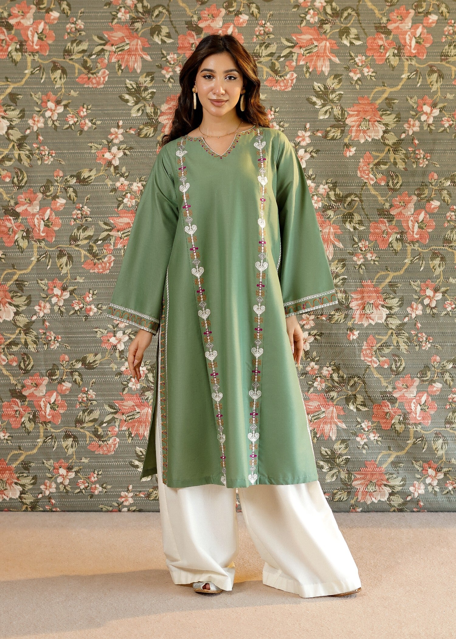lawn Kurti in Pastel green
