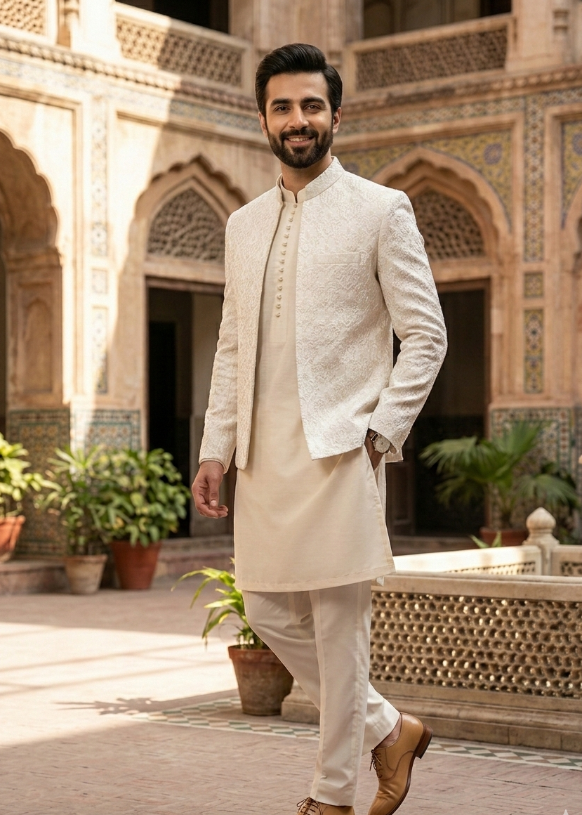 silk Prince Coat in White