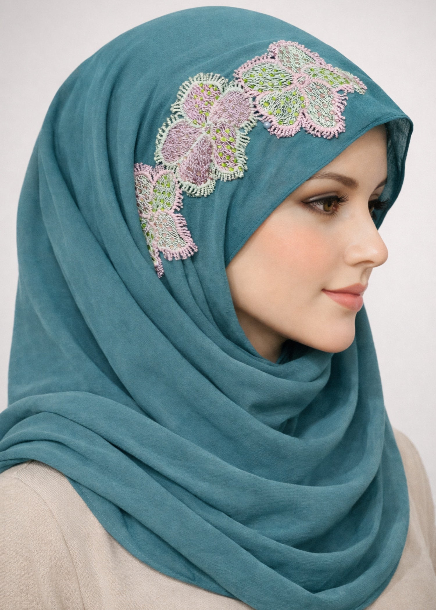 chiffon Hijab in Eucalyptus green
