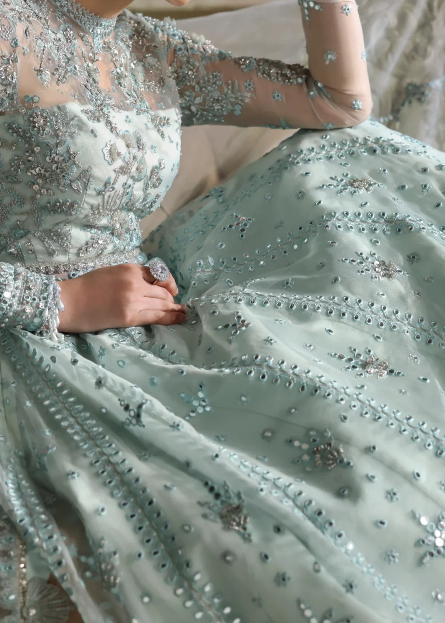 poly organza Gown in Ice blue