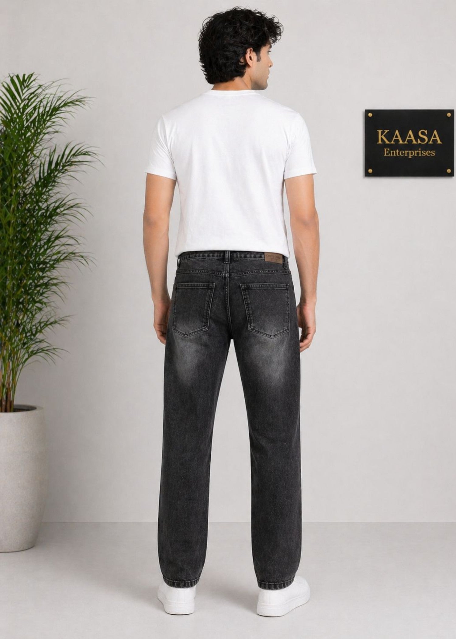 stone wash denim Jeans in Ash black