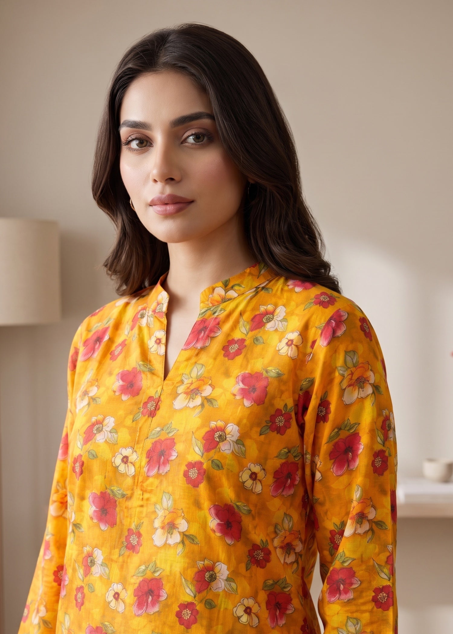 lawn cotton Kurti in Clay orange