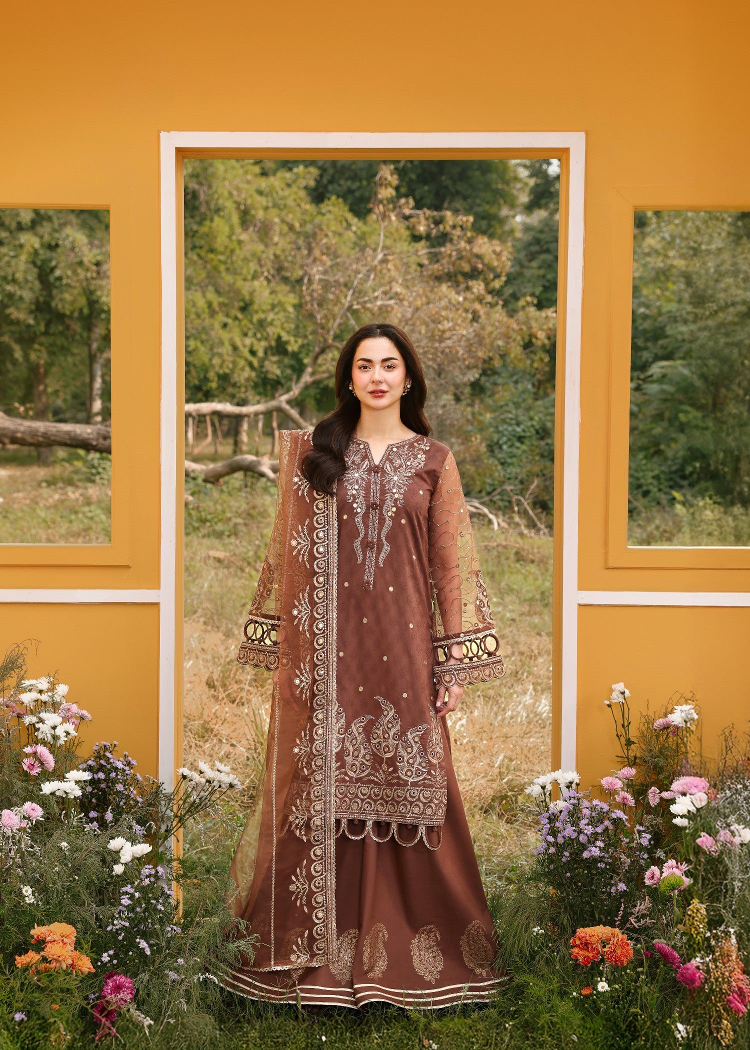 jacquard Sharara in Saddle brown