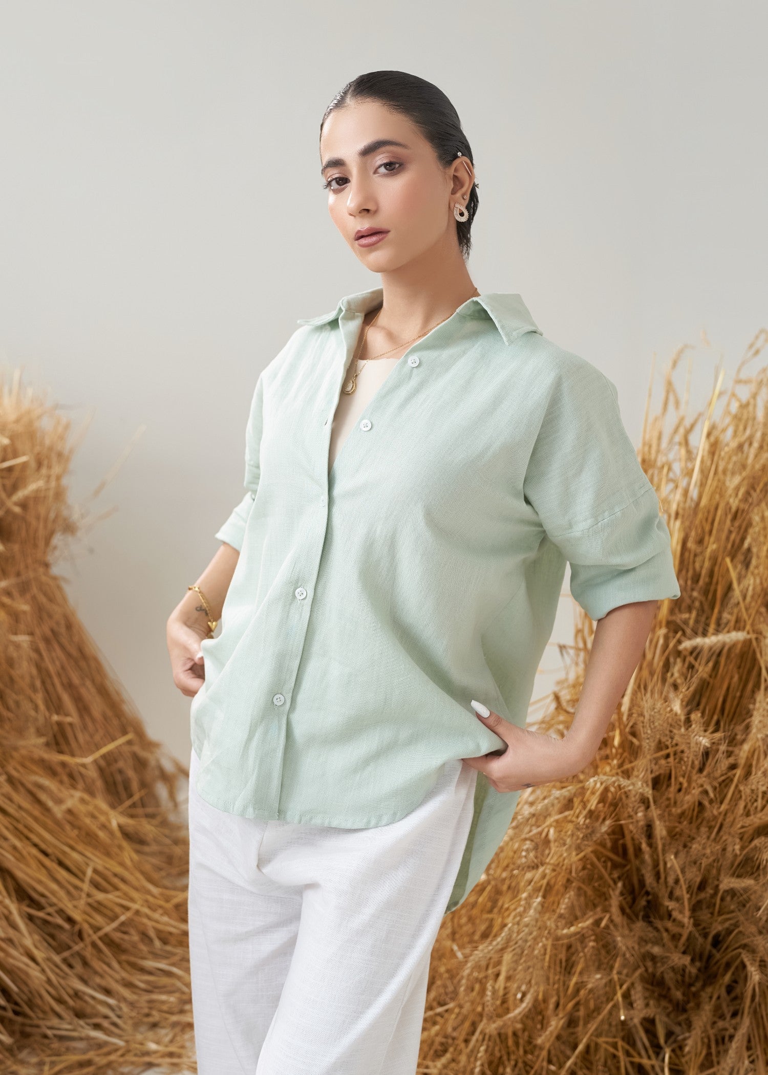 linen Top in Mint green