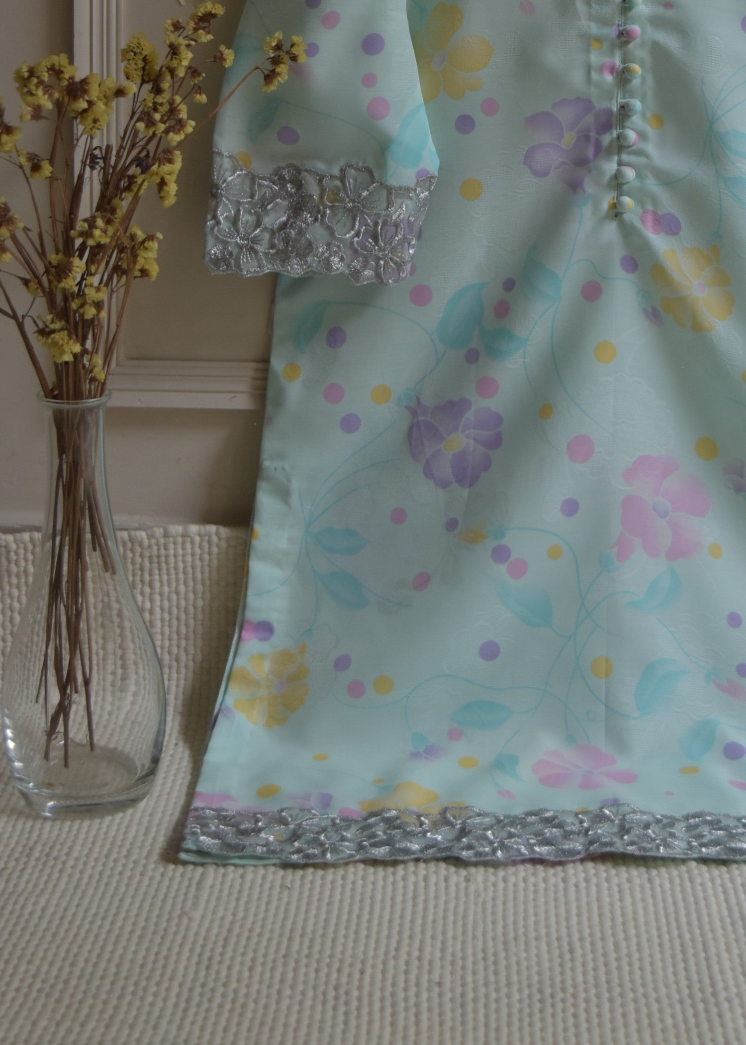 cotton dobby Kurta Set in Ice blue