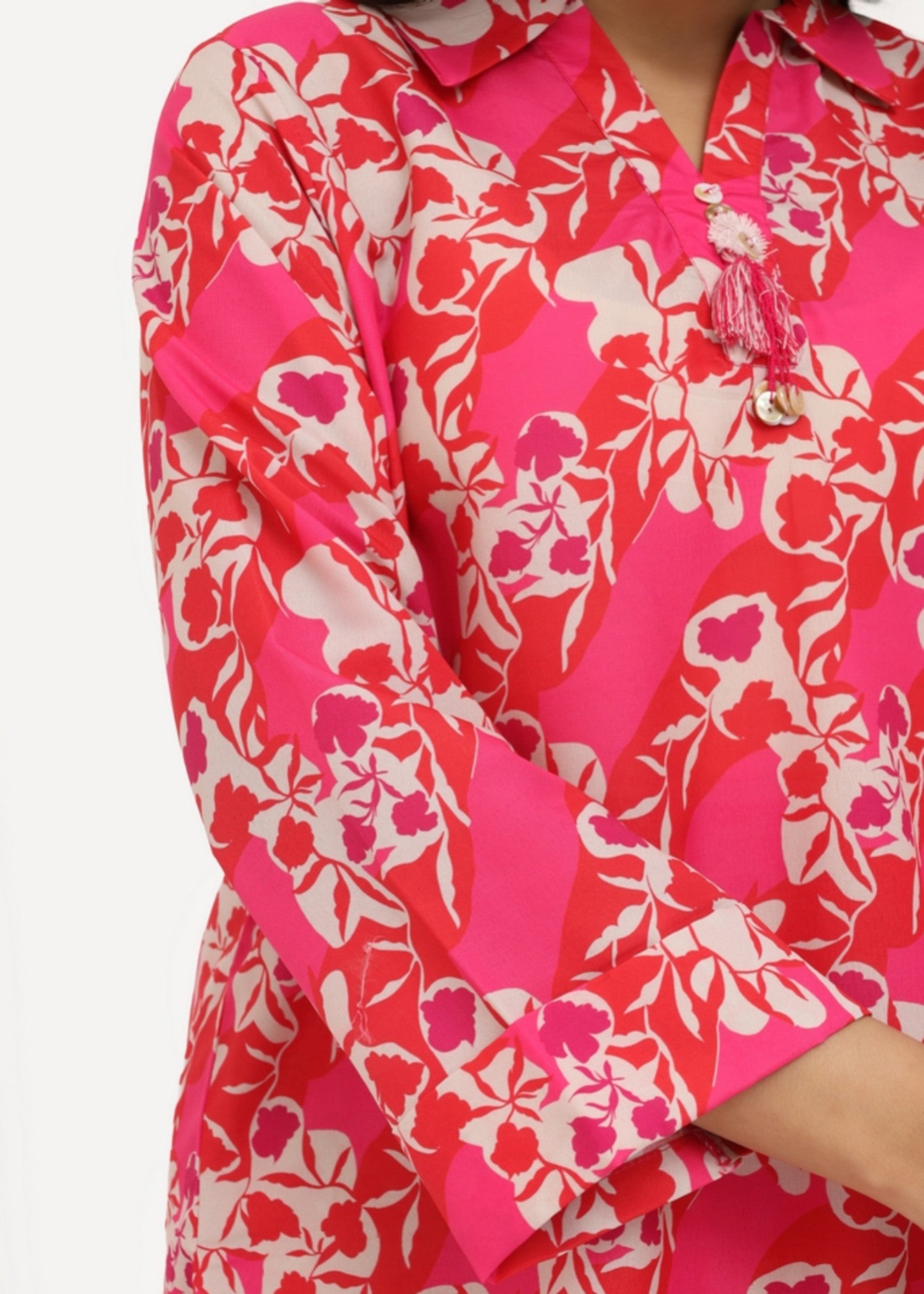 silk finish lawn Co ord Sets in Deep pink