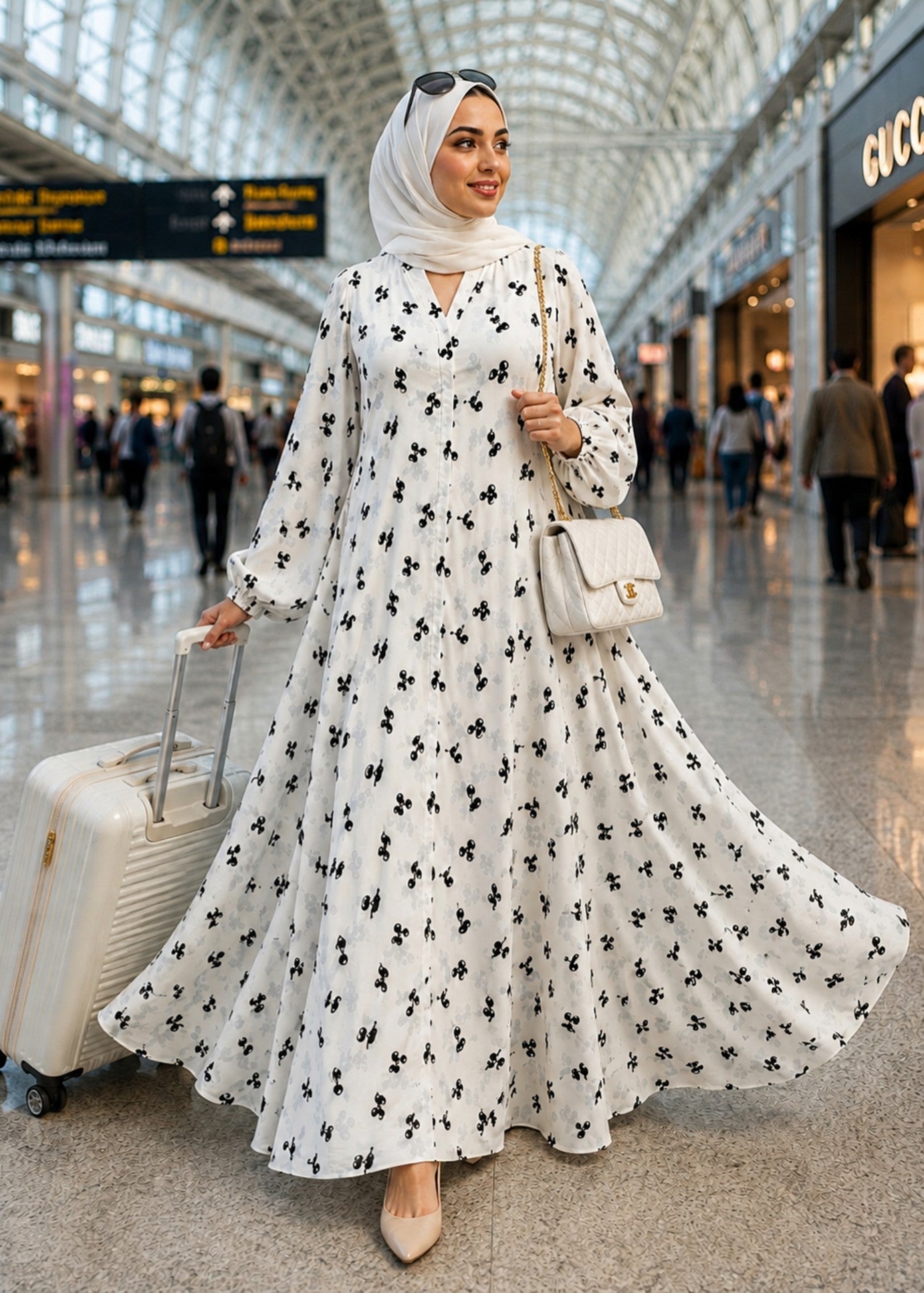 georgette Abaya in Ivory