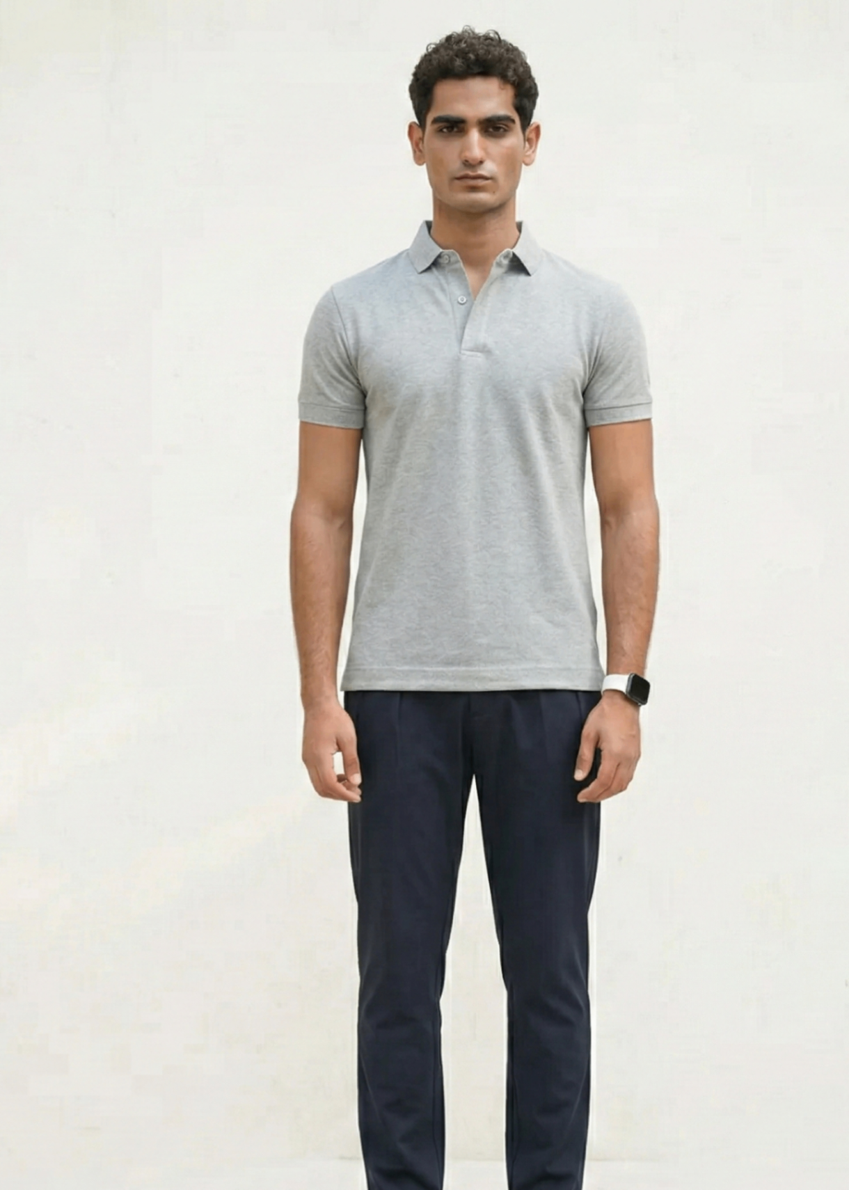cotton dobby Polo Shirt in Ash grey