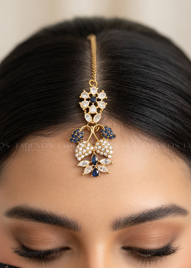 Jewelry Set in Sapphire blue, gold Color by - Trendy Women Jewelry Set PGO9241