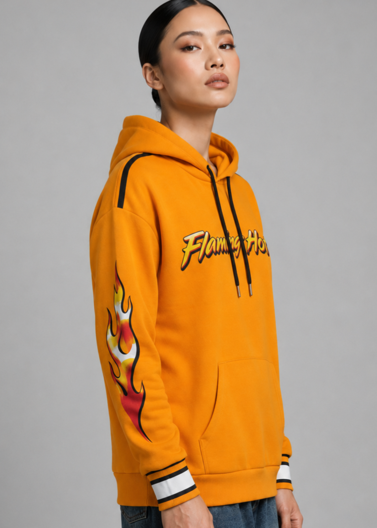 fleece Hoodie in Orange