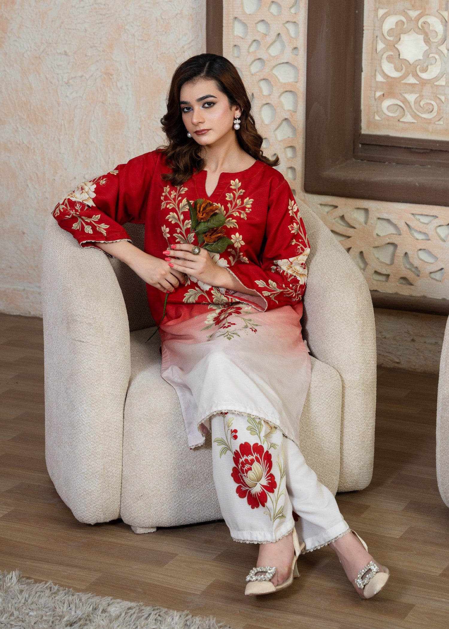 poly viscose Co Ord Sets in Red