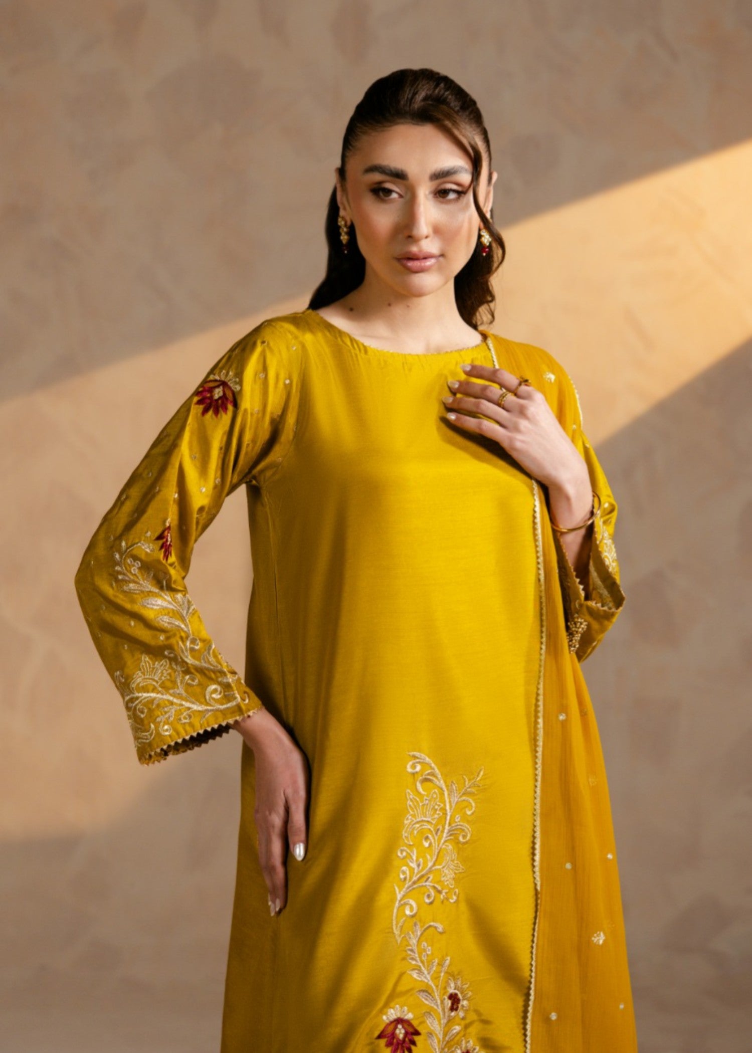 medium silk Kurta Set in Mustard