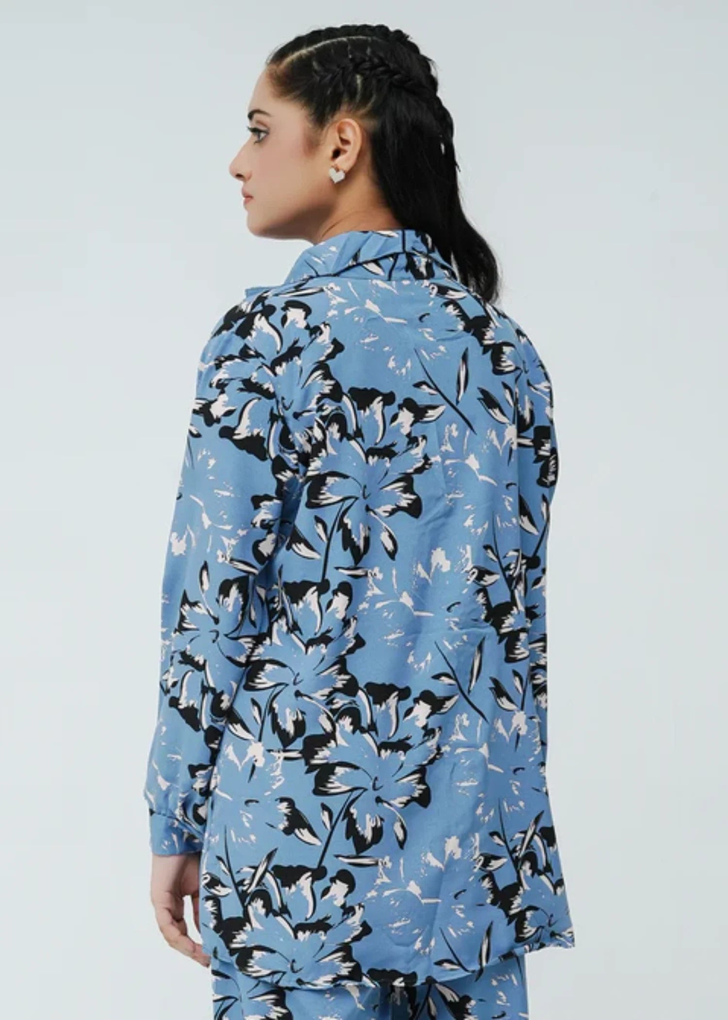 blended satin polyester Co ord Sets in Blue