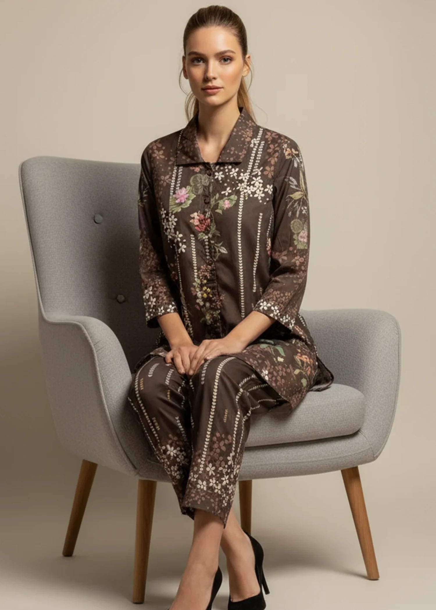 cambric Co ord Sets in Coffee brown