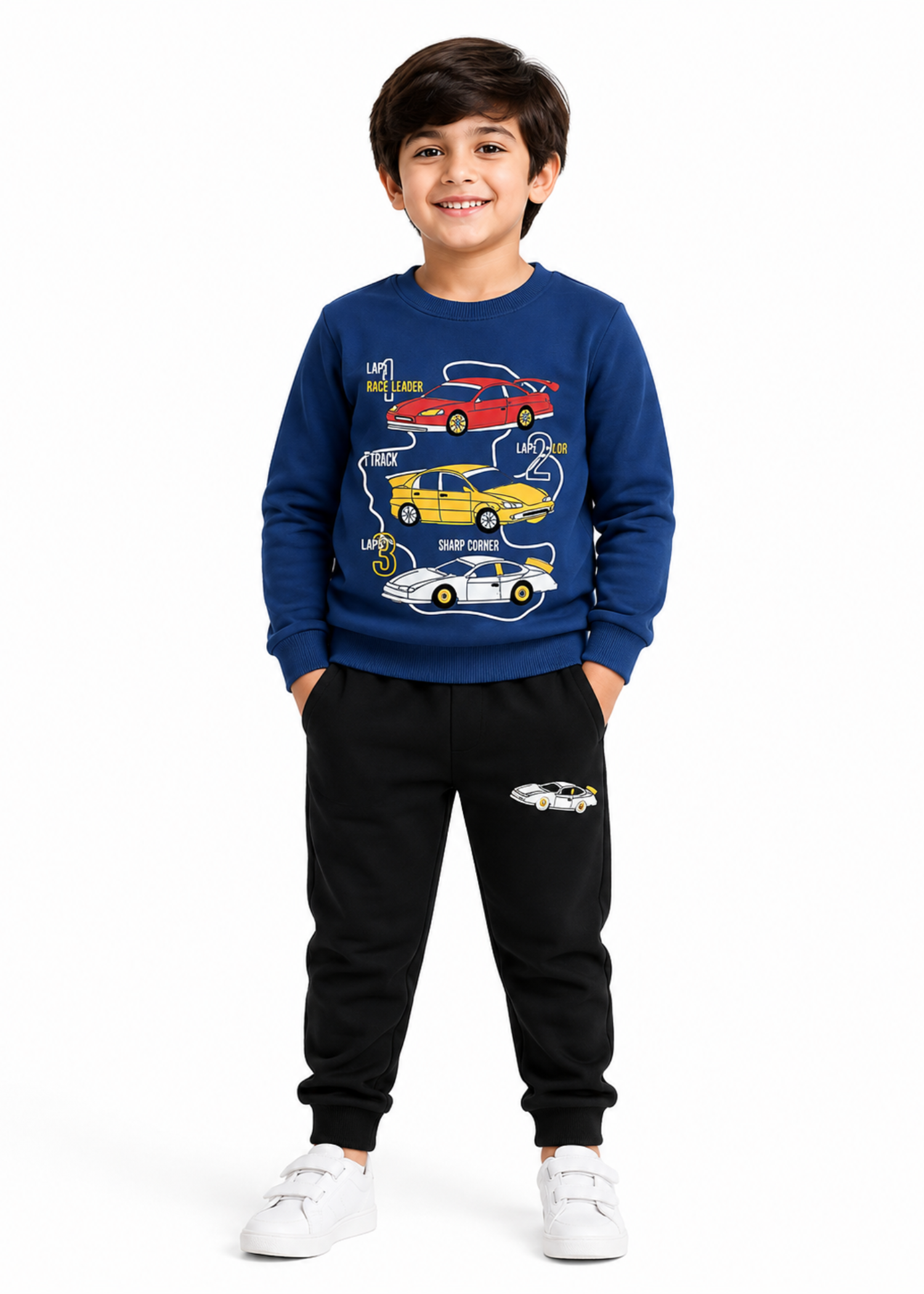 fleece Tracksuit in Black, blue