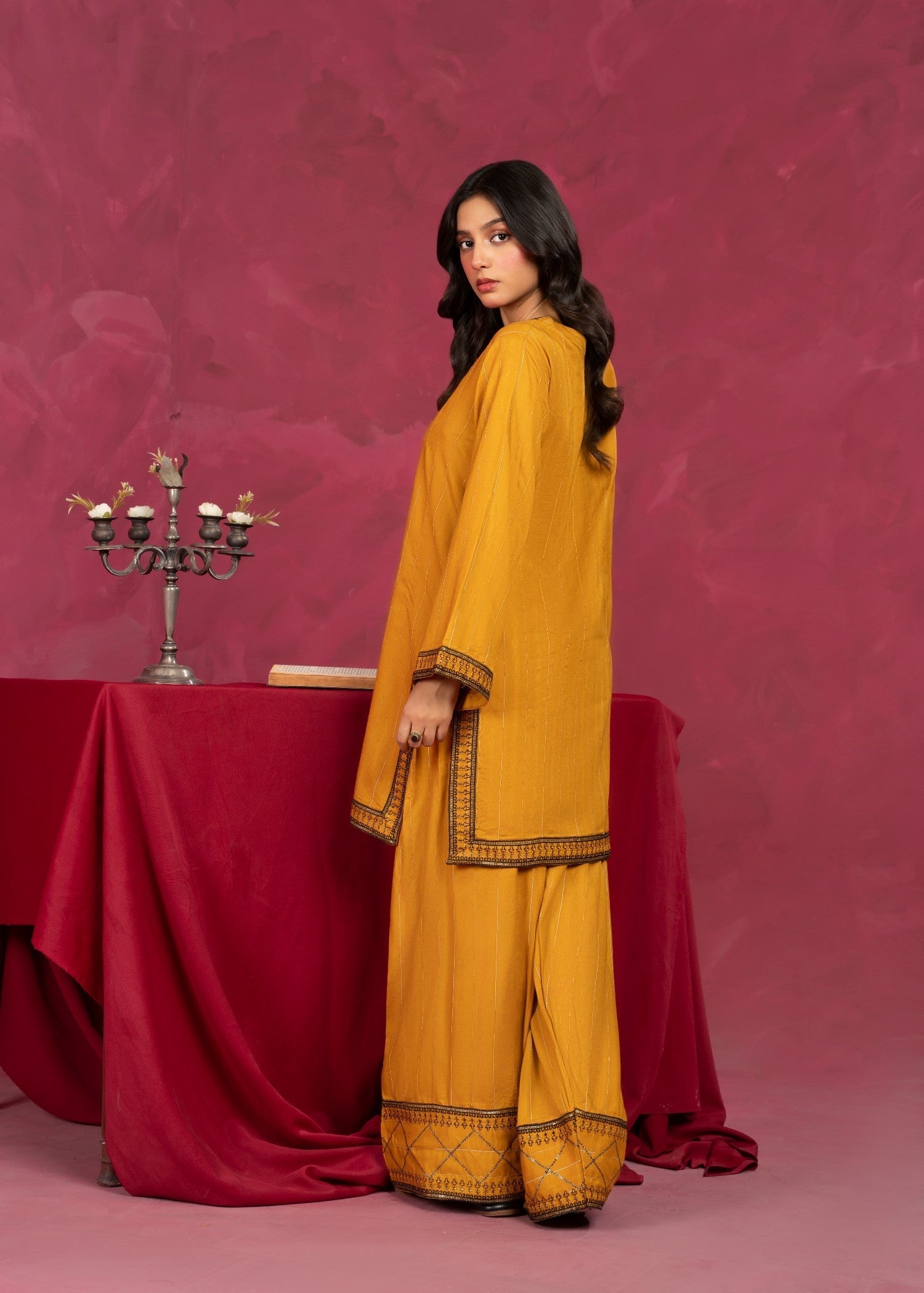 viscose Kurta Set in Mustard