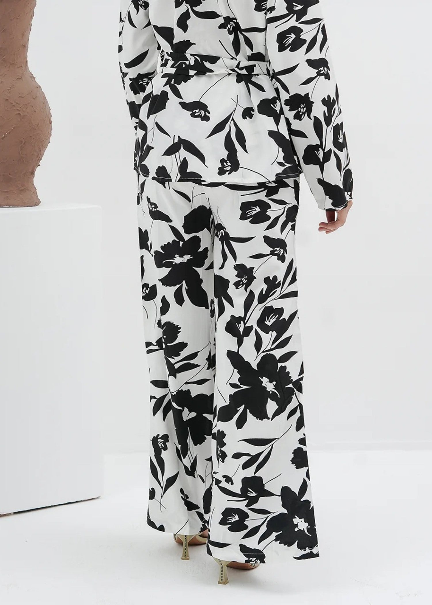 blended satin polyester Co Ord Sets in White