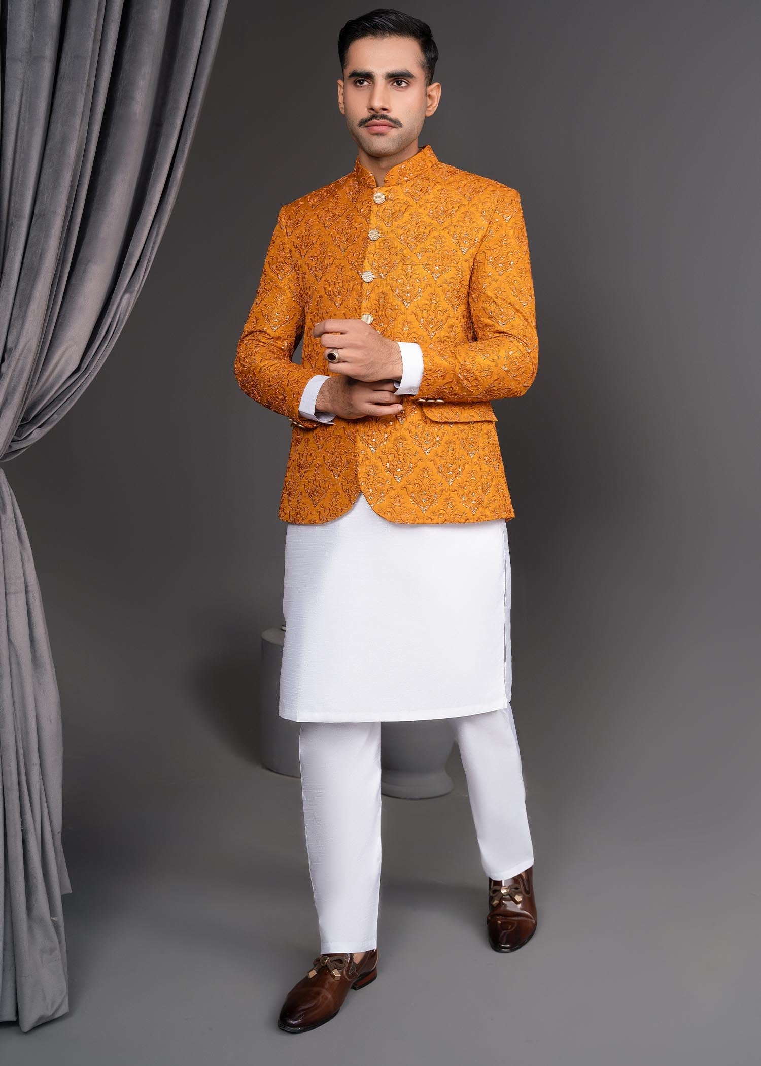 silk Prince Coat in Pumpkin orange