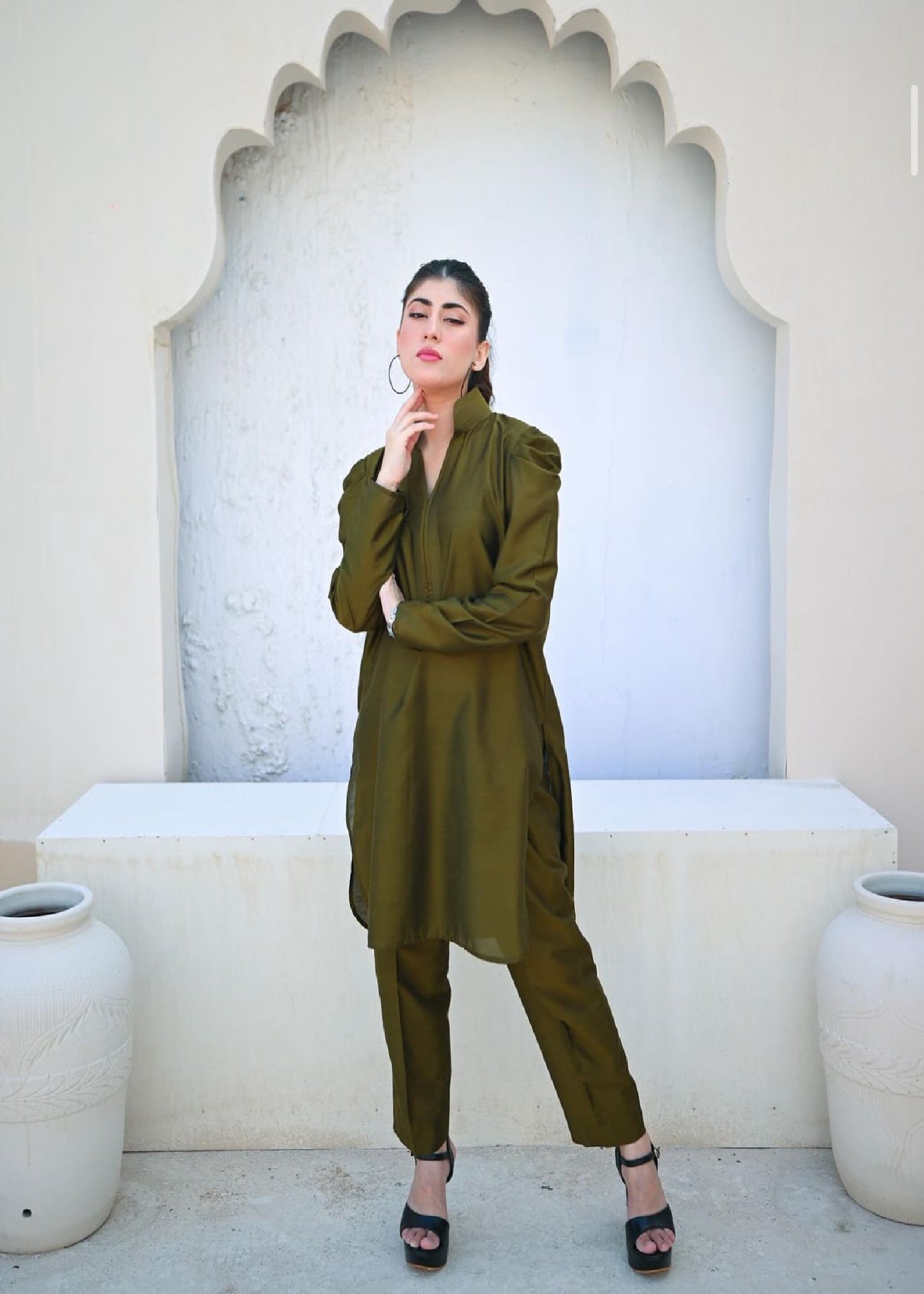 cotton Co Ord Sets in Olive green