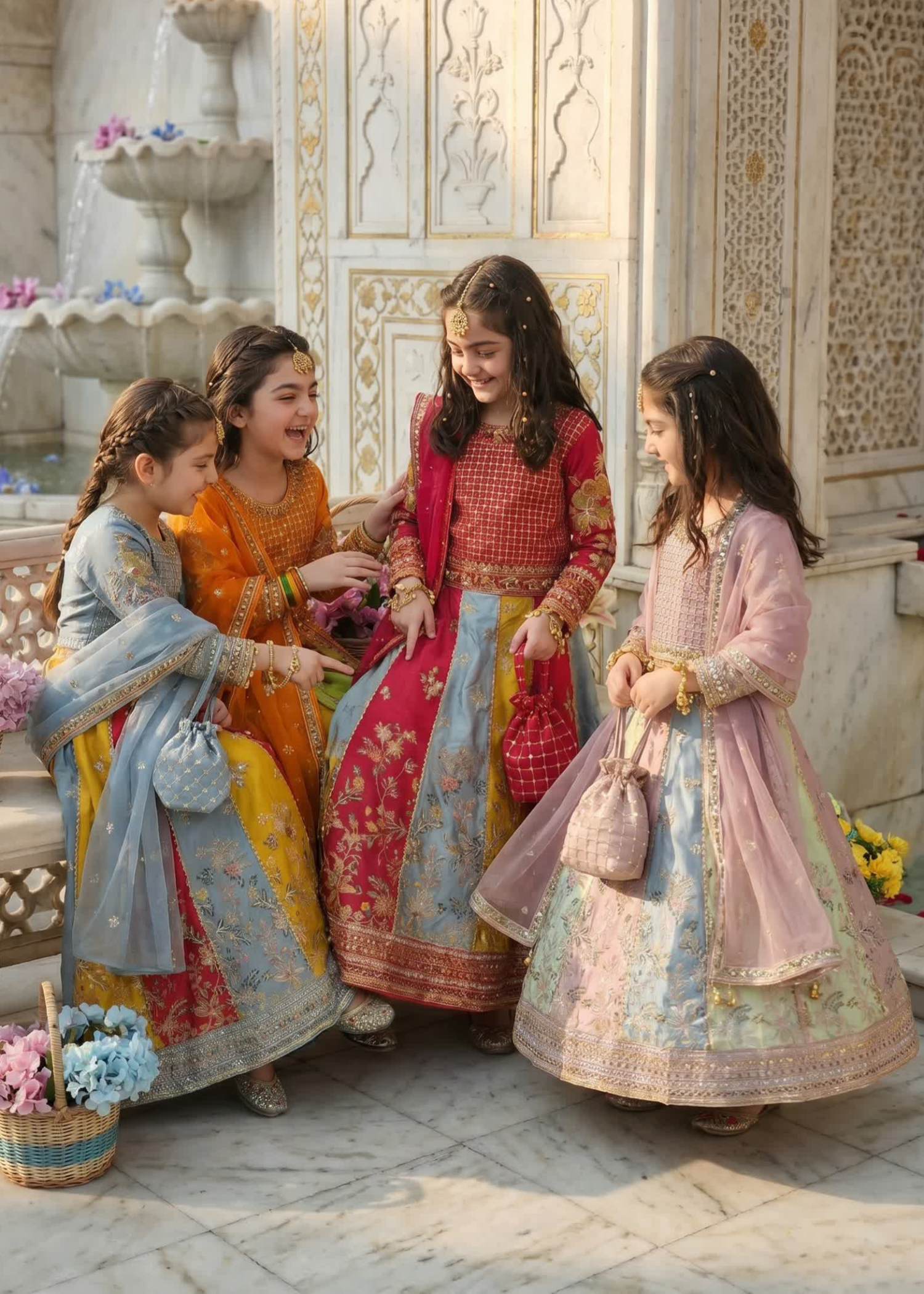 raw silk Lehenga in Red