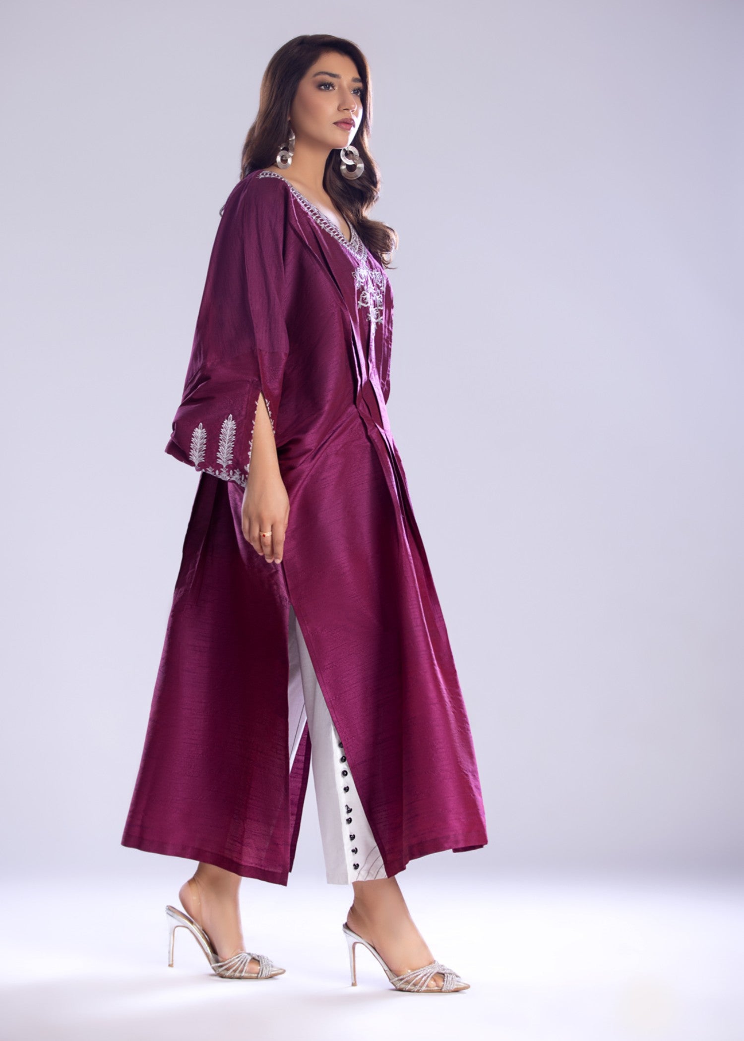 silk Kurti in Wine