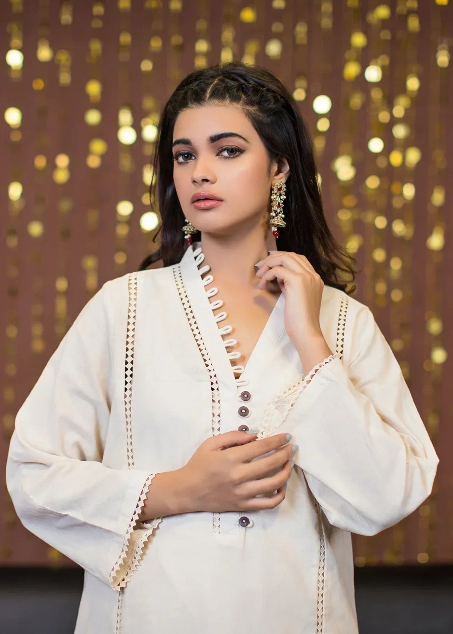 cotton Kurti in Off-white