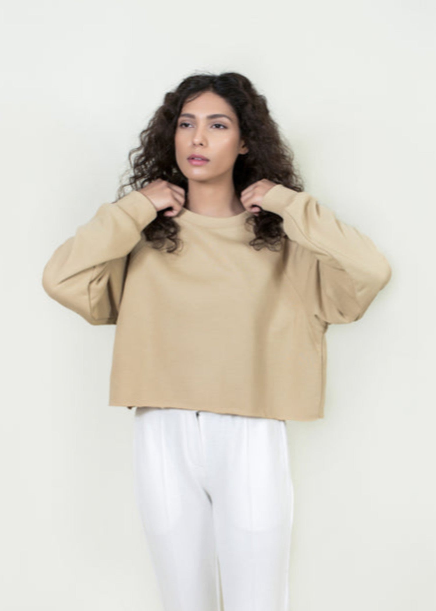 polycotton Sweatshirt in Khaki brown