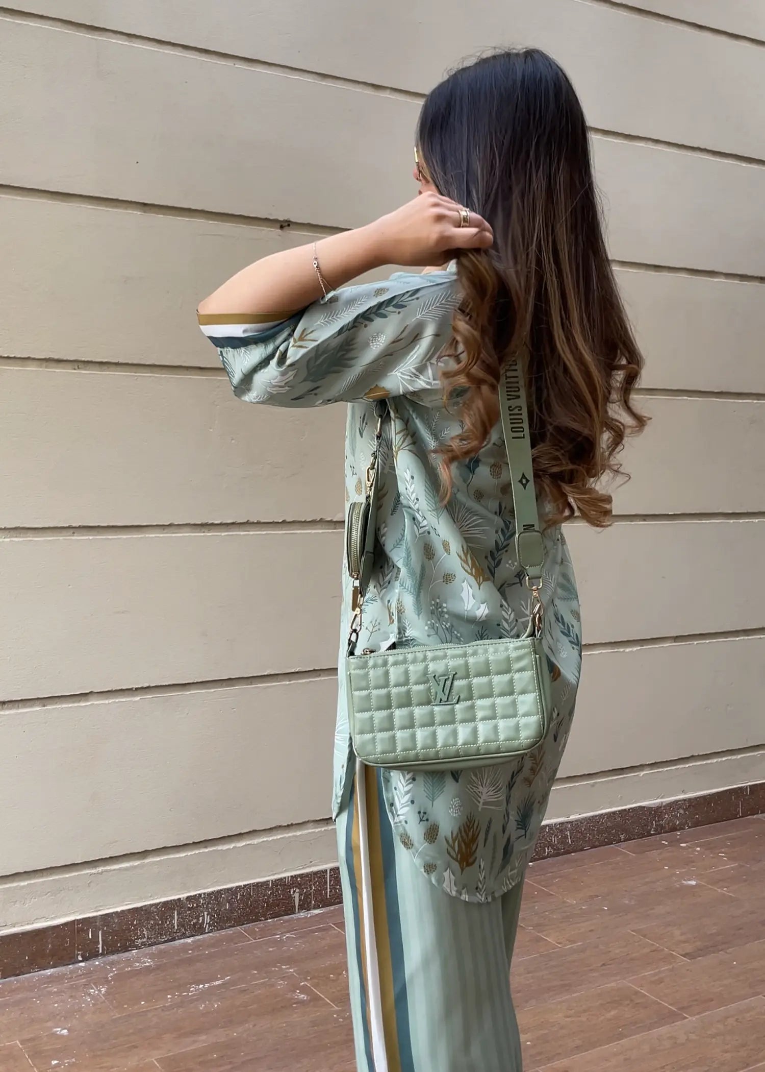 poly lawn Kurta Set in Cloud blue