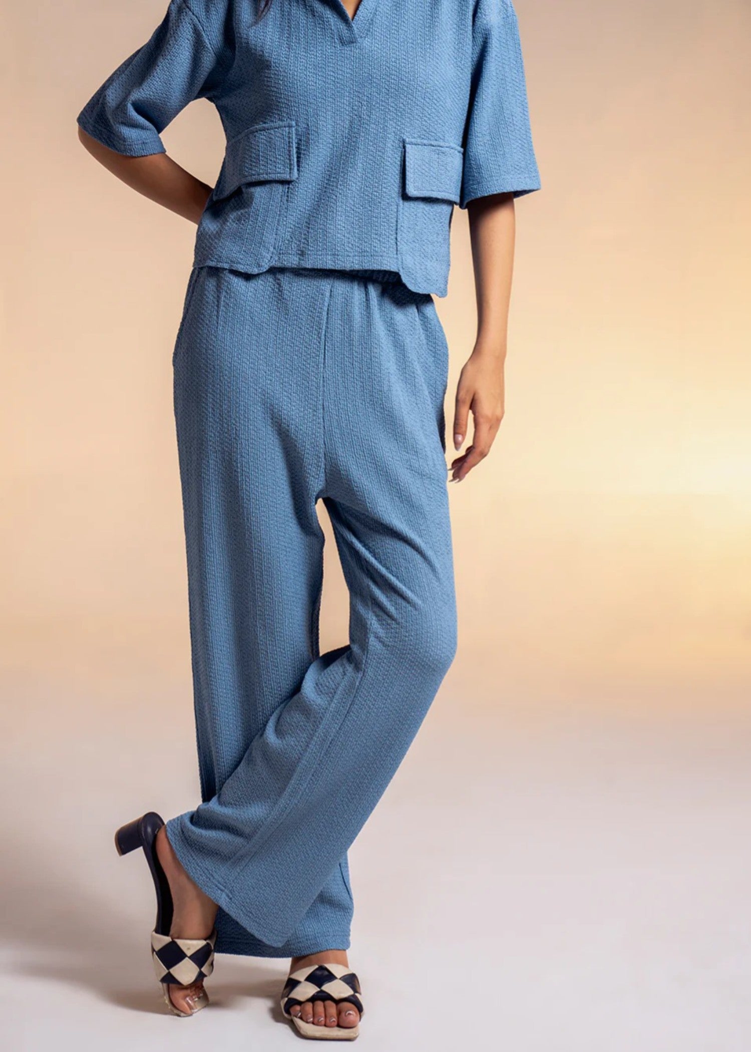 seersucker Top in Blue