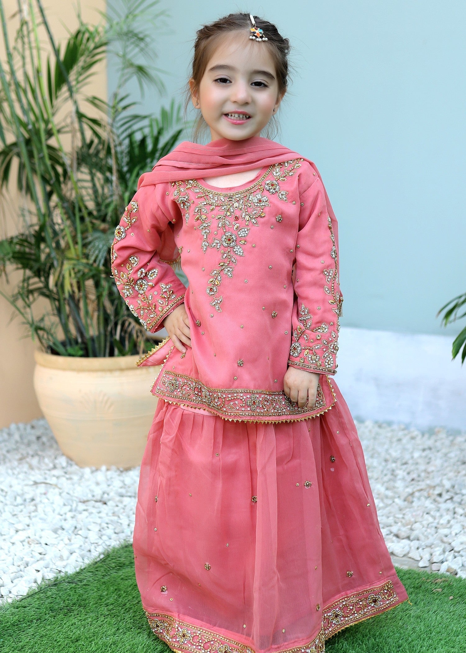chiffon Lehenga in Cotton candy pink