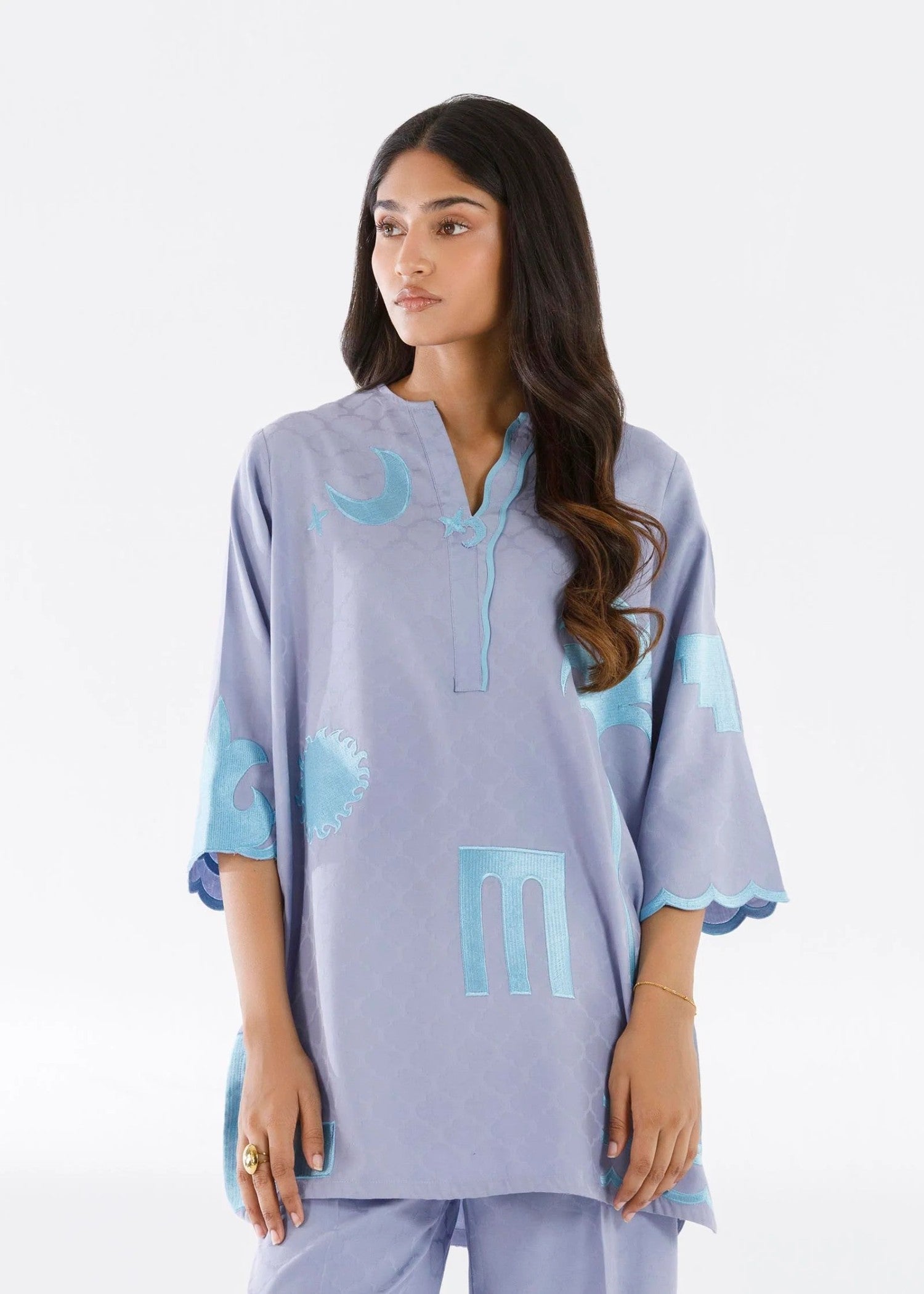 dobby Kurta Set in Sky blue