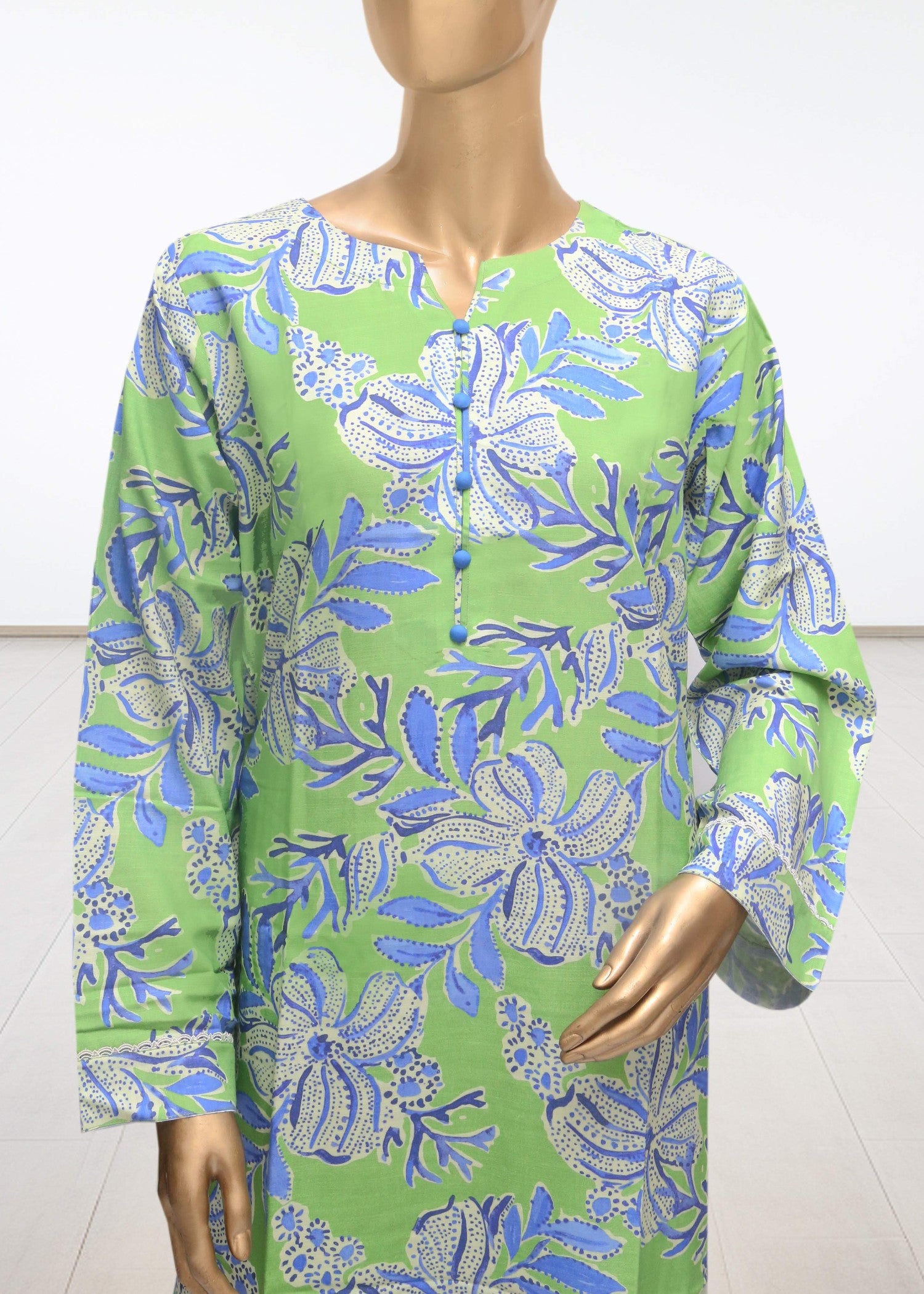 viscose raw silk Kurta Set in Green