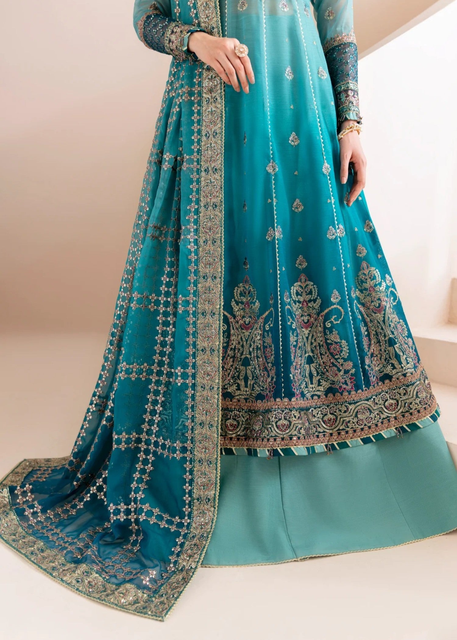 chiffon Lehenga in Sky blue