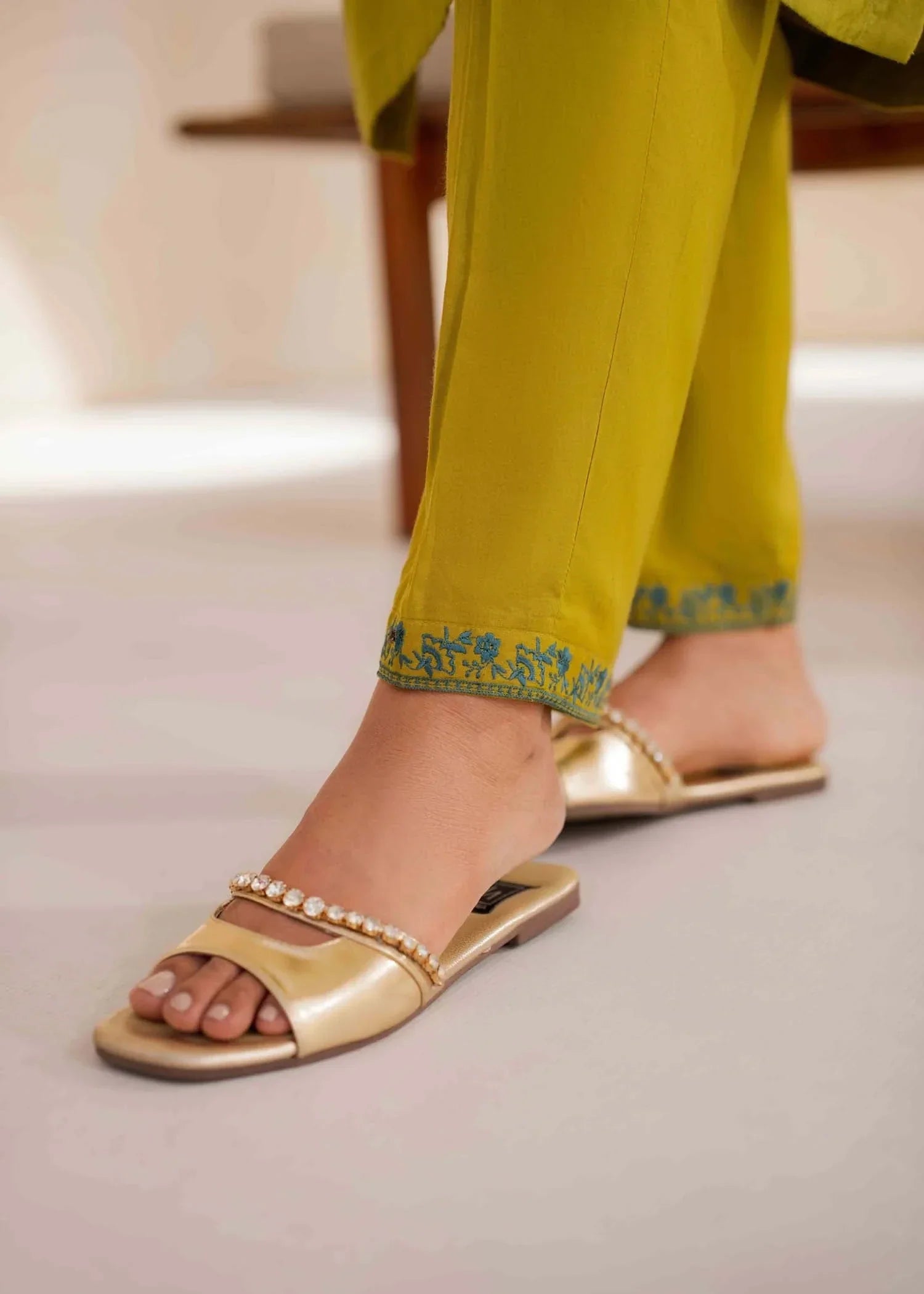 tropical Kurta Set in Lime green