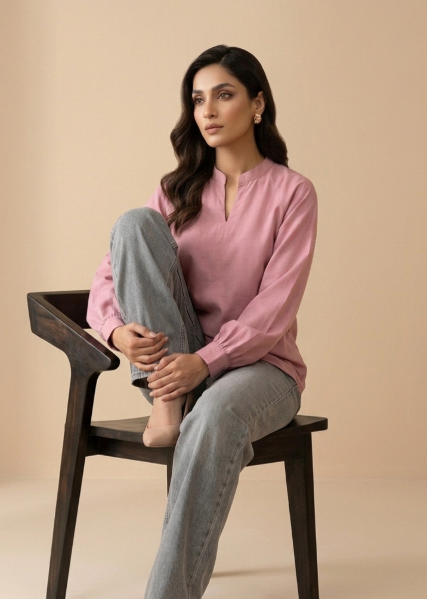 blended satin Tunic in Pink
