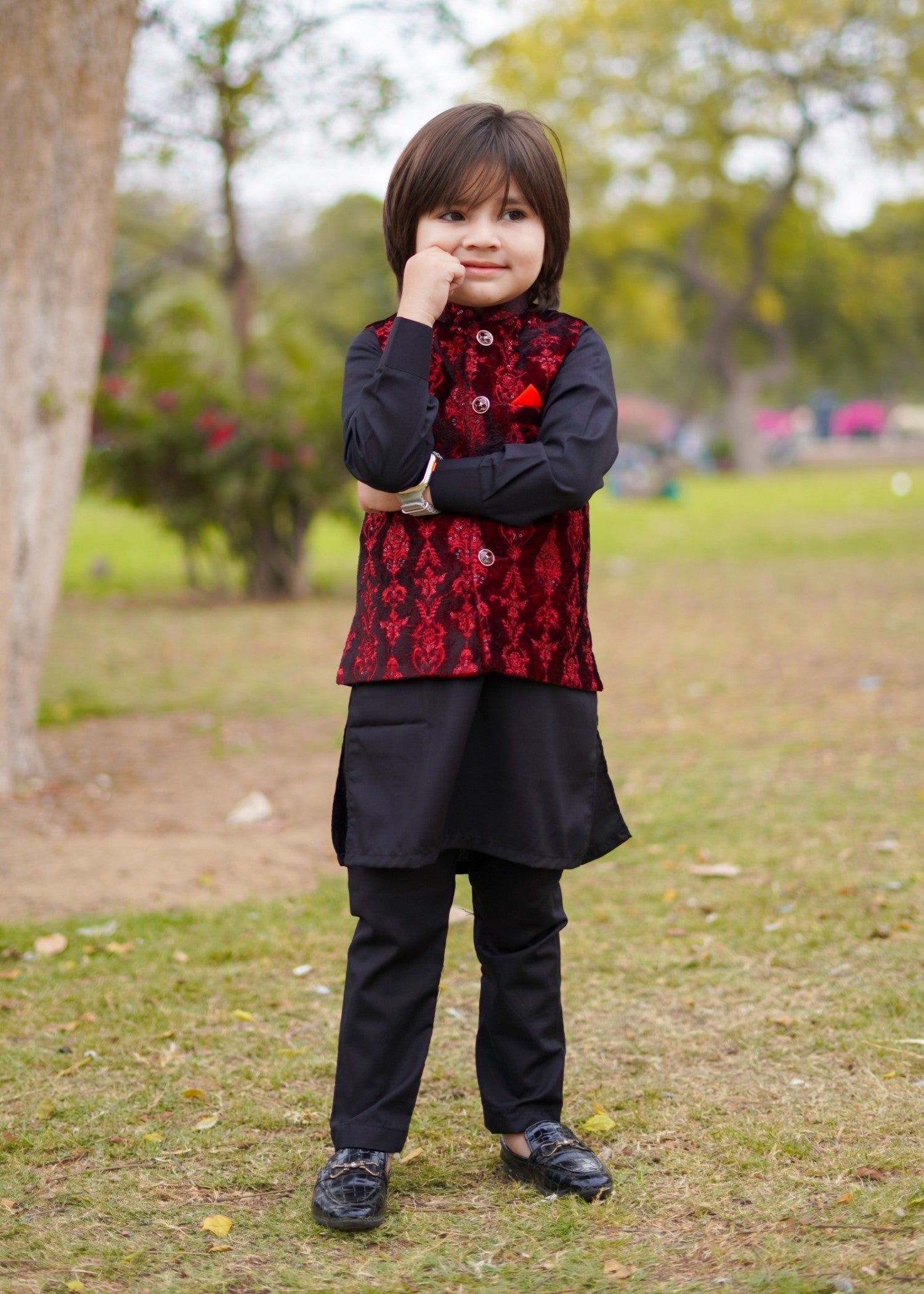 velvet Waistcoat in Red