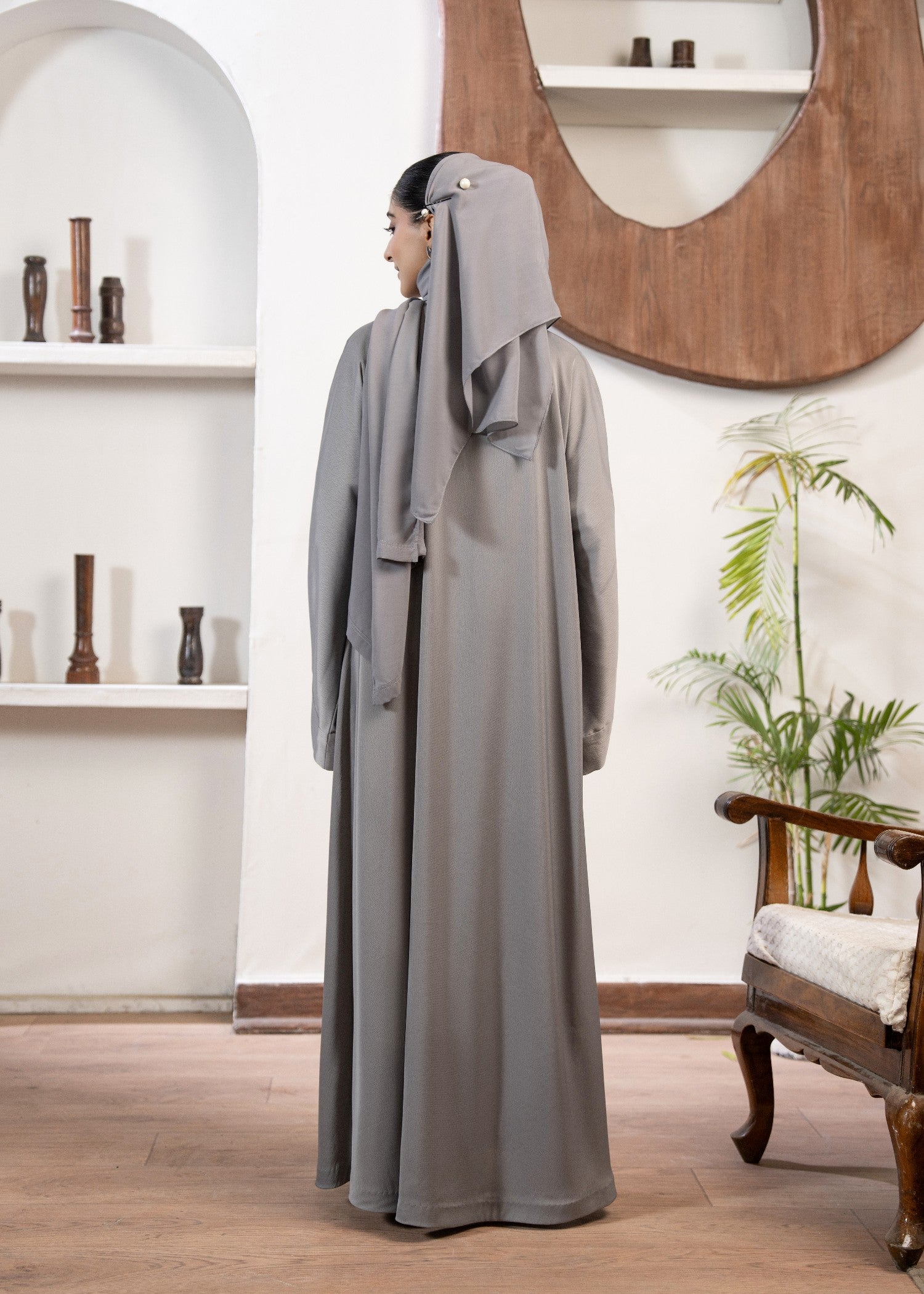 silk Abaya in Slate grey