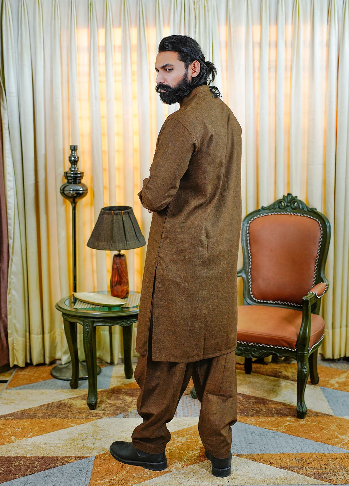acrylic wool Shalwar Kameez in Copper