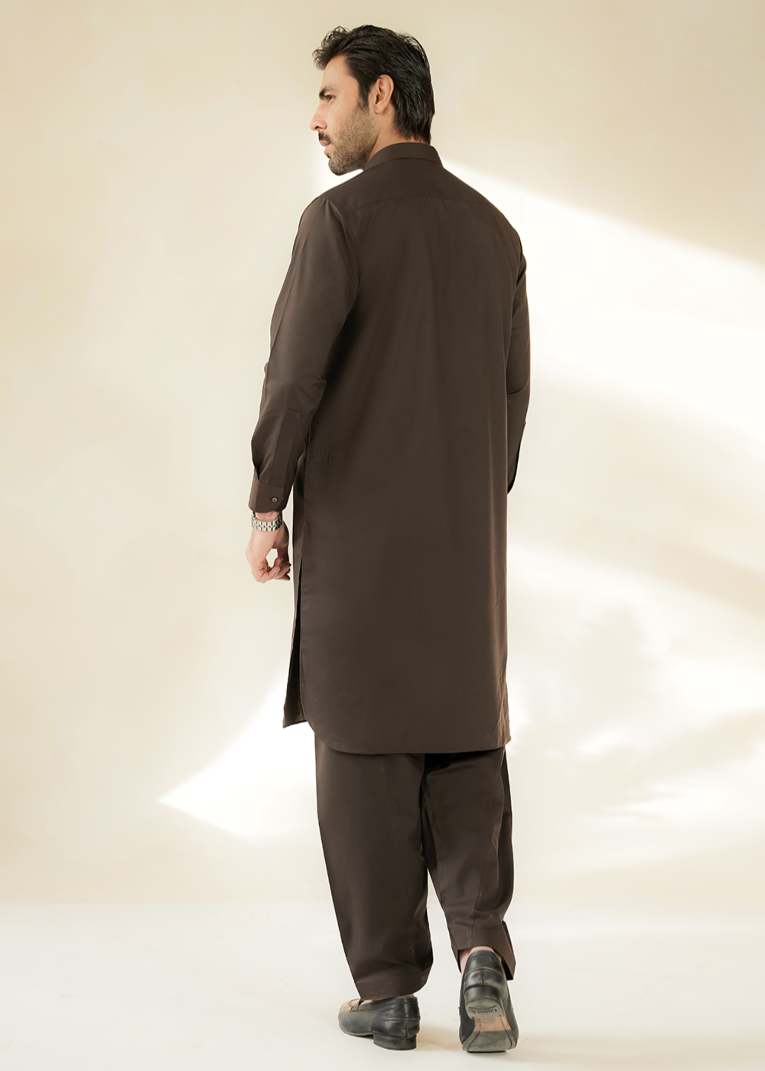 wash & wear Shalwar Kameez in Coffee brown