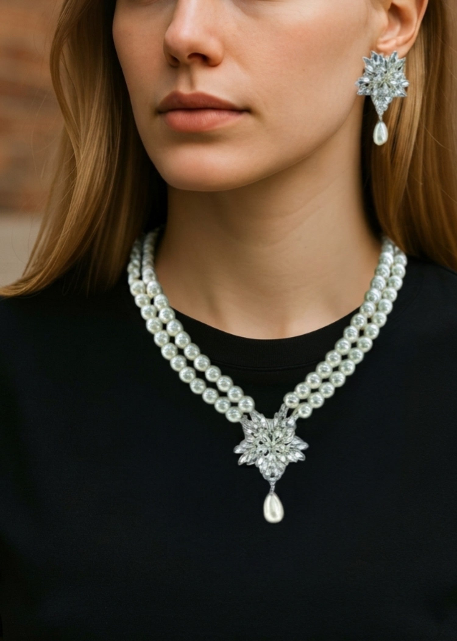 Jewelry Set in Pearl white Color by - Trendy Women Jewelry Set DWJ9385