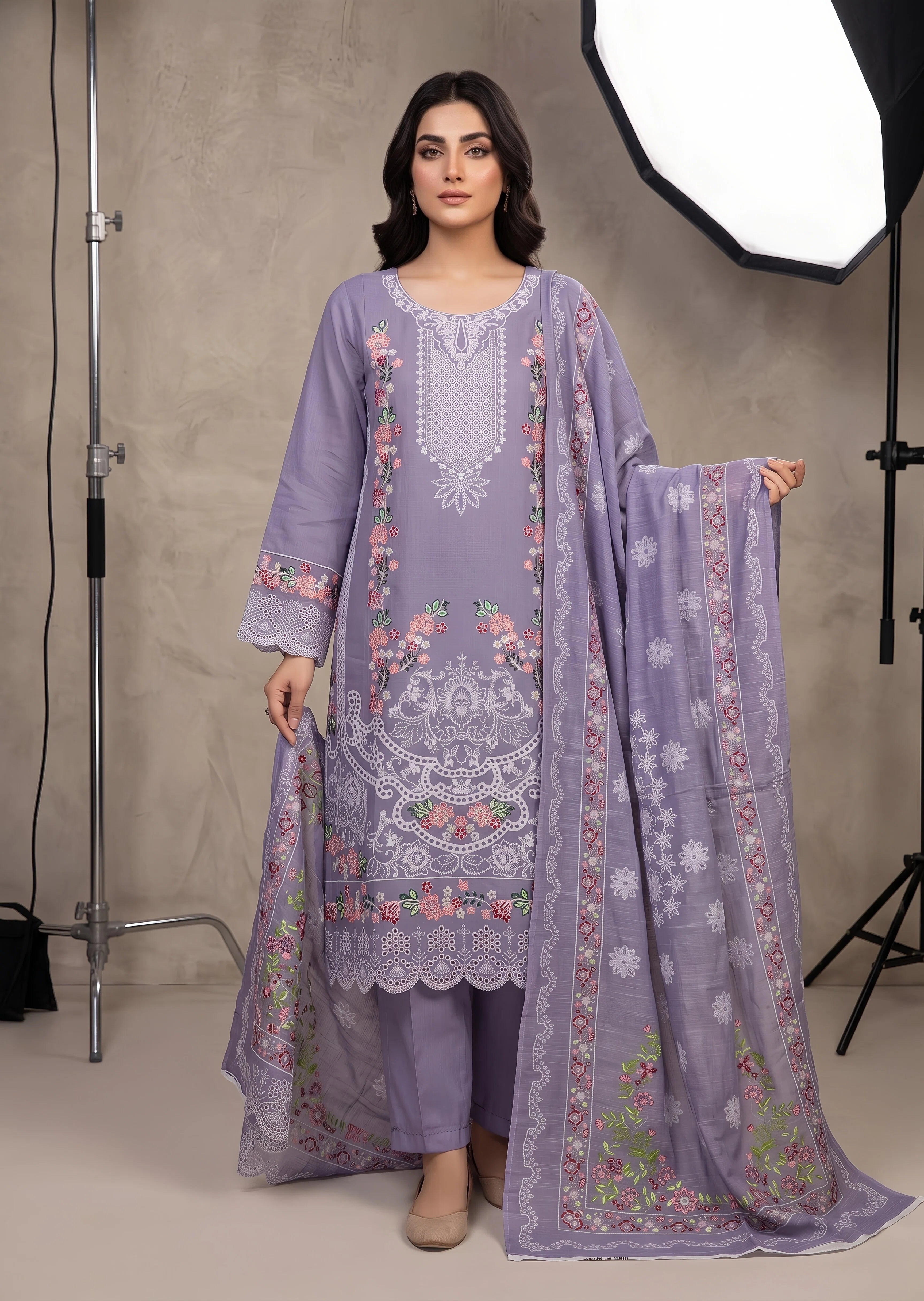 cotton linen Kurta Set in Purple mountain majesty